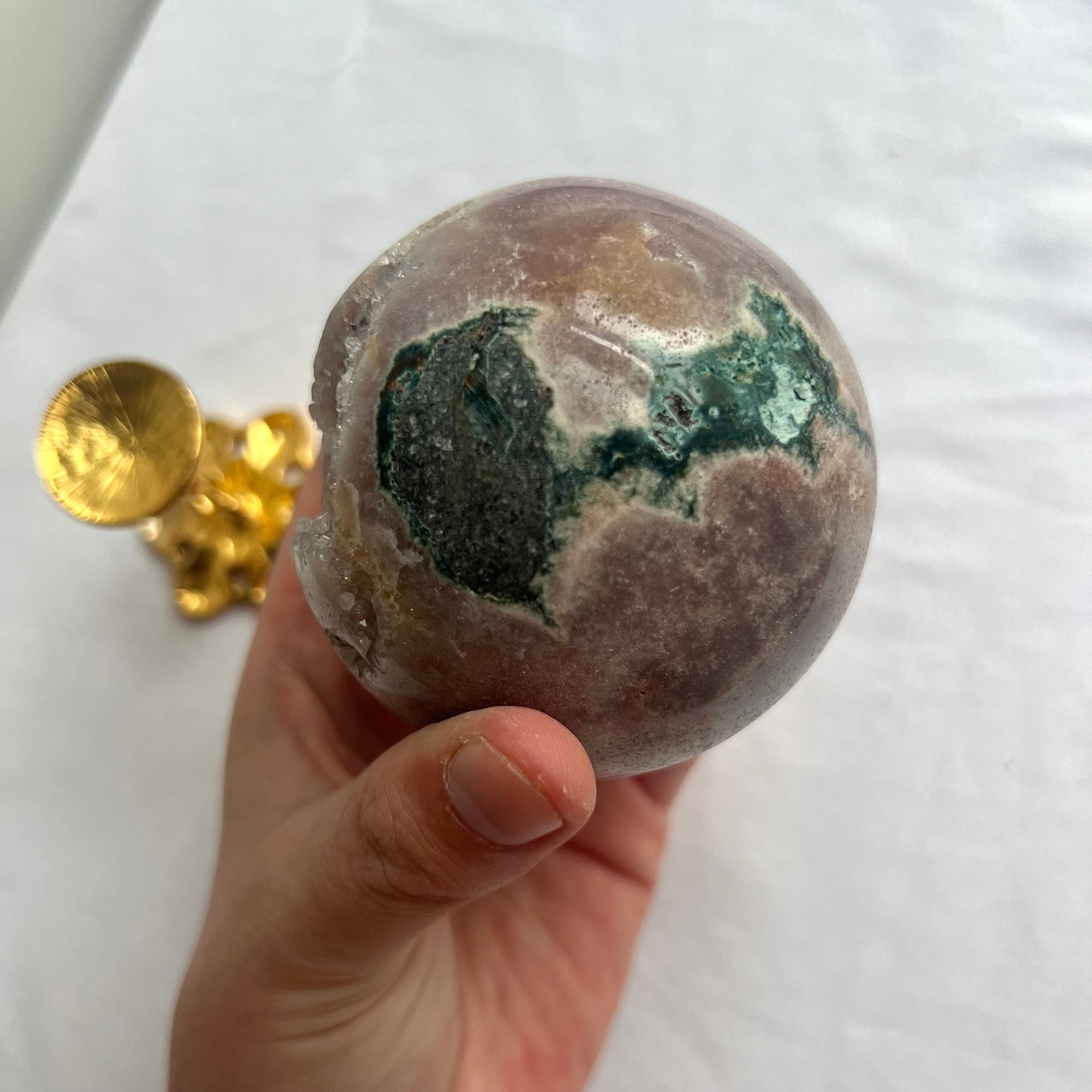 Gorgeous Druzy Pink Amethyst Sphere with Jasper from Brazil | 72mm Pink Amethyst Jasper Crystal Ball