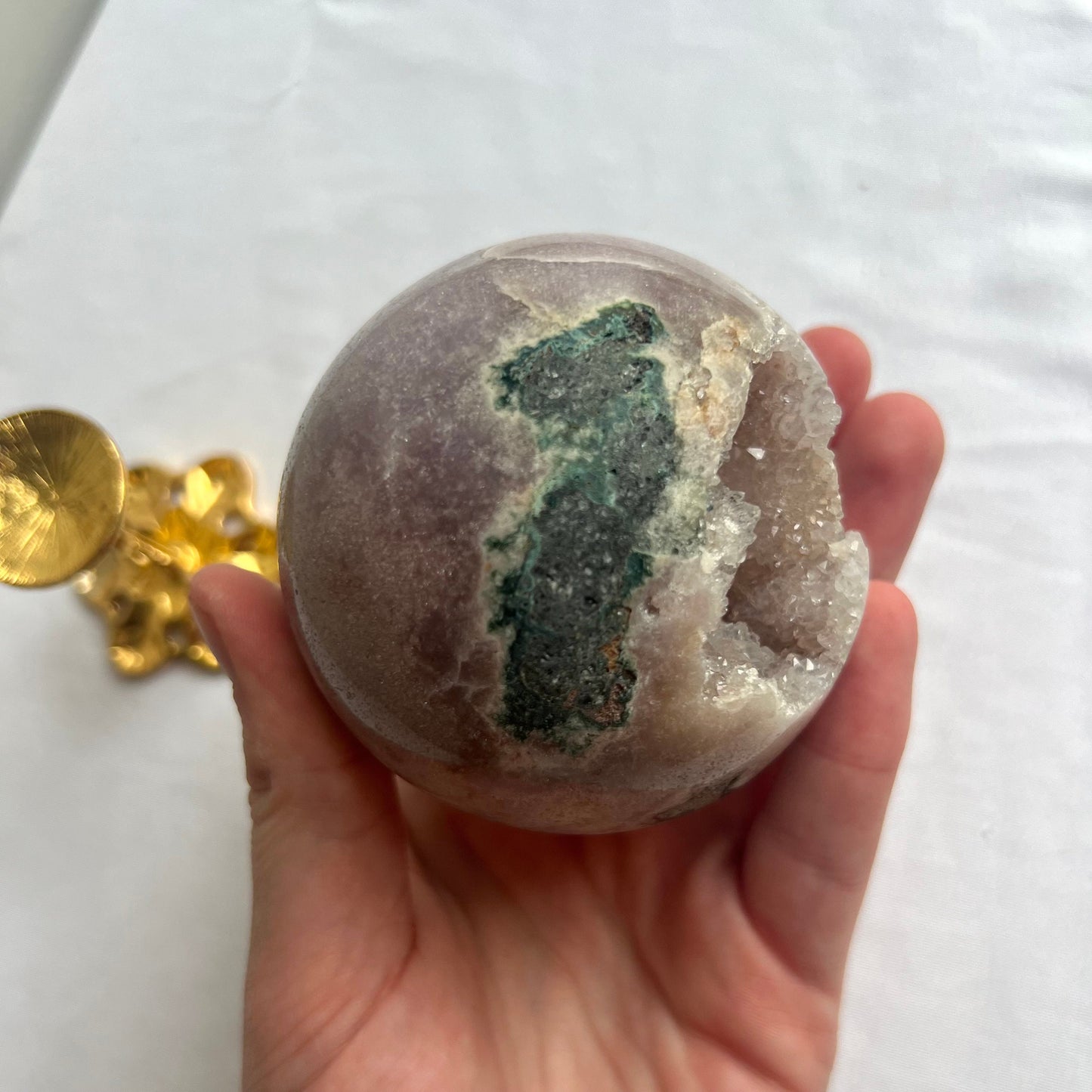 Gorgeous Druzy Pink Amethyst Sphere with Jasper from Brazil | 72mm Pink Amethyst Jasper Crystal Ball