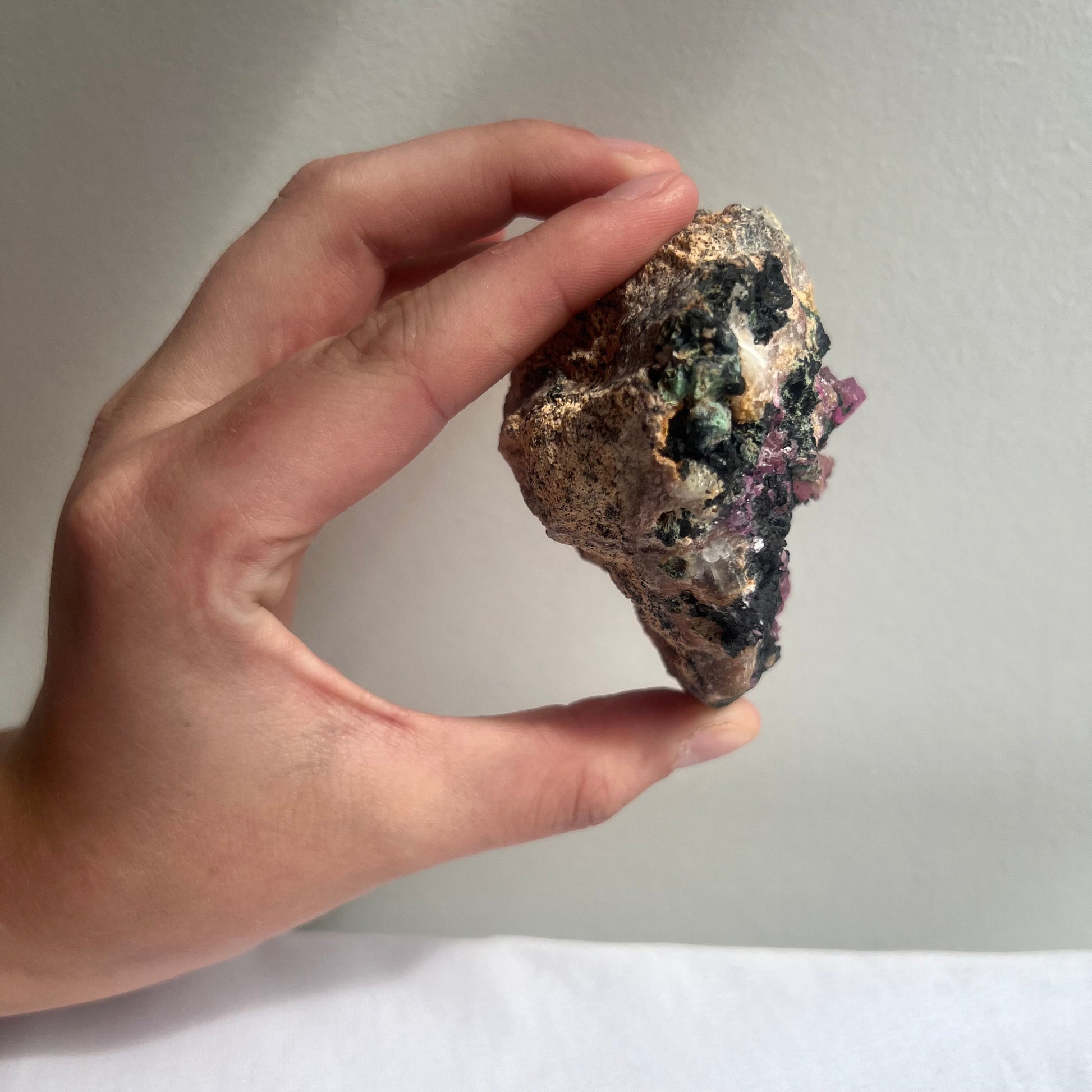 Cobalto Calcite Specimen with Display Stand Raw Cobaltoan Calcite Cluster