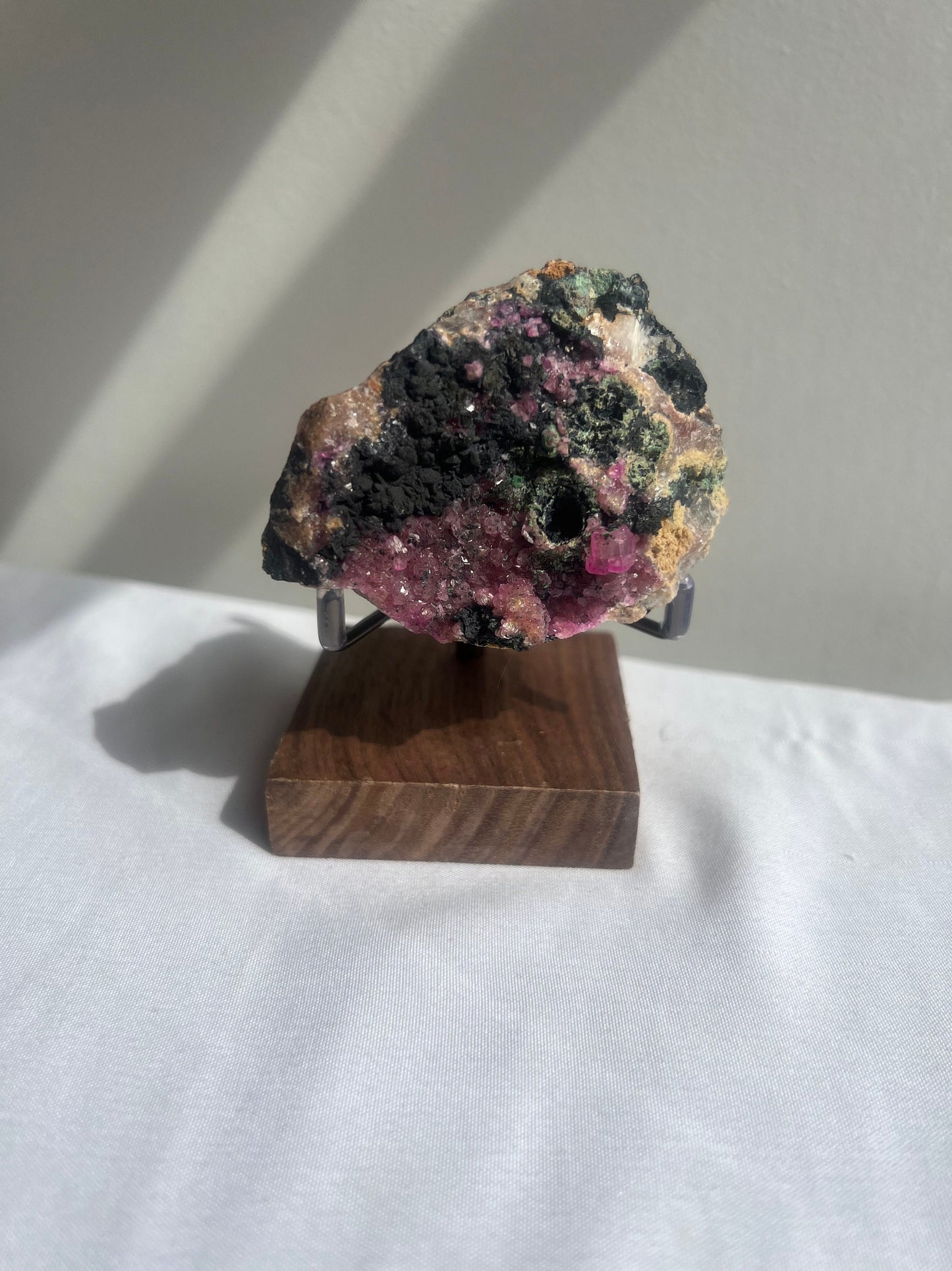 Cobalto Calcite Specimen with Display Stand Raw Cobaltoan Calcite Cluster