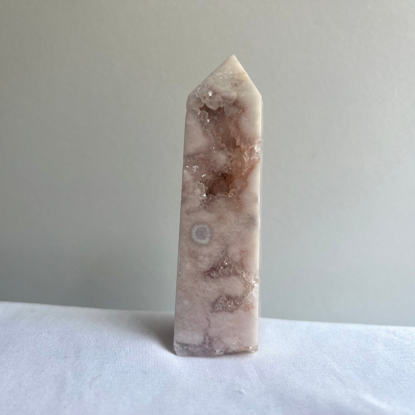 Druzy Pink Amethyst with Flower Agate Tower small