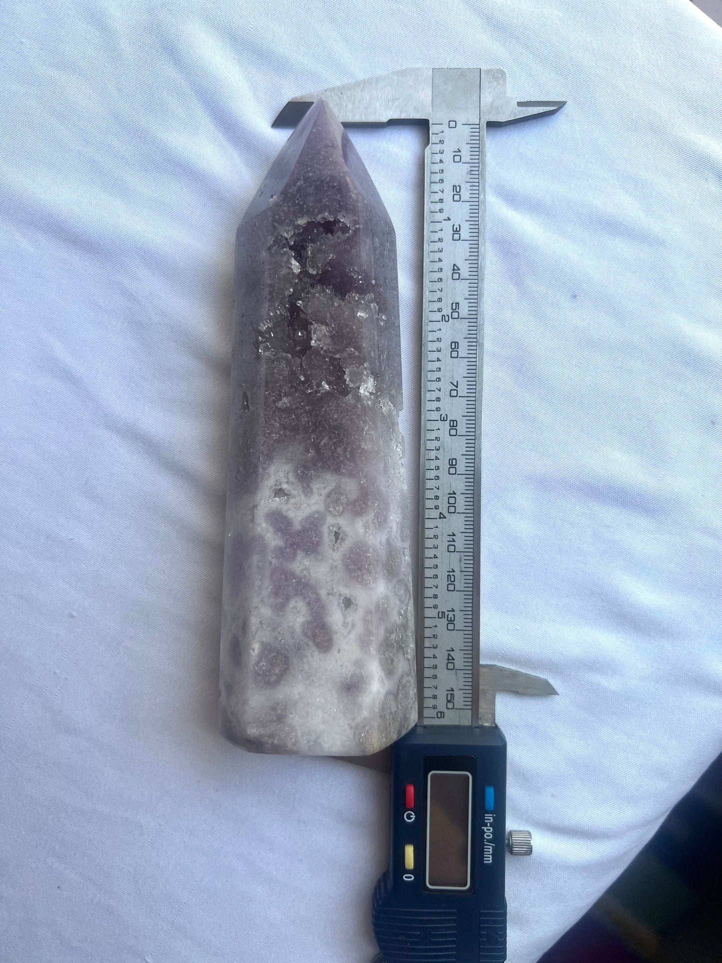 Lavender Pink Amethyst Tower with Druzy | Lilac Pink Amethyst 6” Tall Obelisk