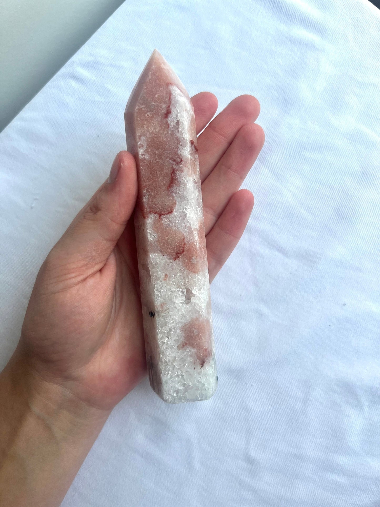 Pink Amethyst with Flower Agate Tower 6β Pink Flower Amethyst Obelisk
