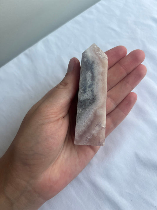 Pink Amethyst with Flower Agate Tower 4” Pink Flower Amethyst Obelisk