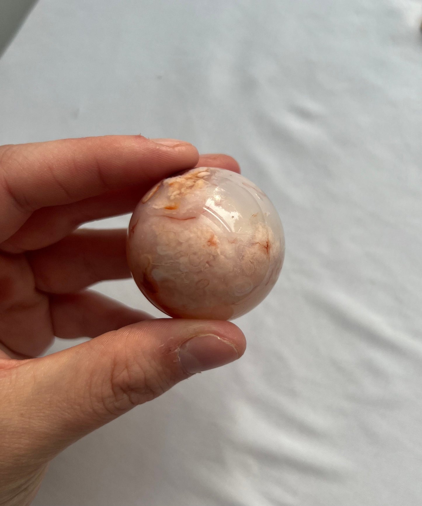 Rare Carnelian x Flower Agate Sphere Carving