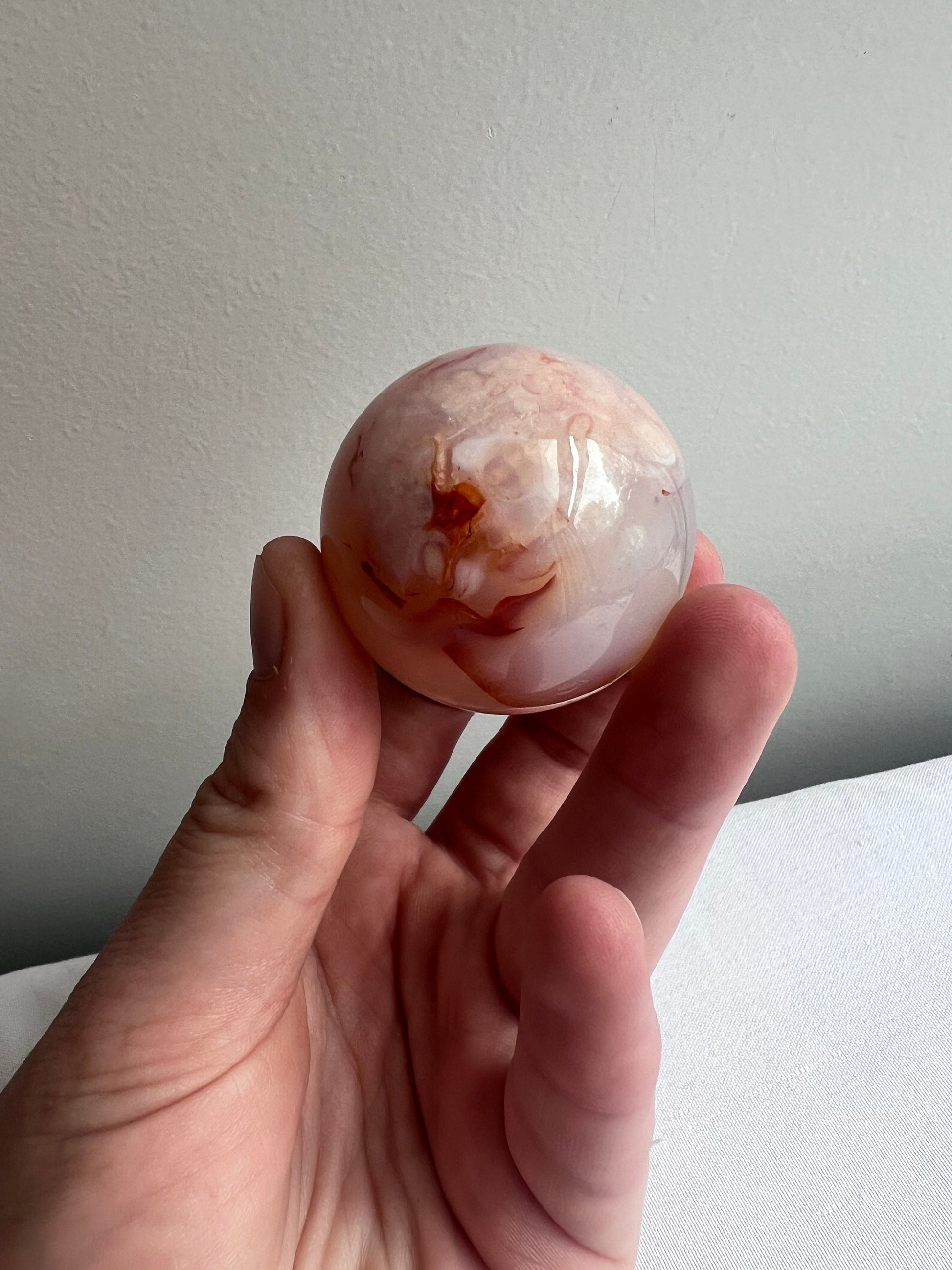 Rare Carnelian x Flower Agate Sphere Carving