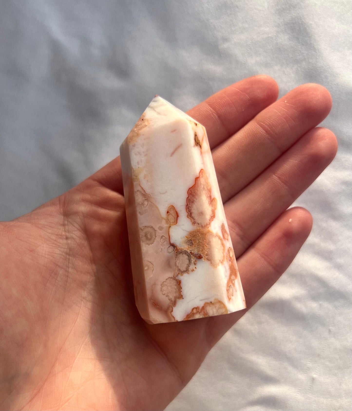 Gorgeous Carnelian Flower Agate Tower Carving