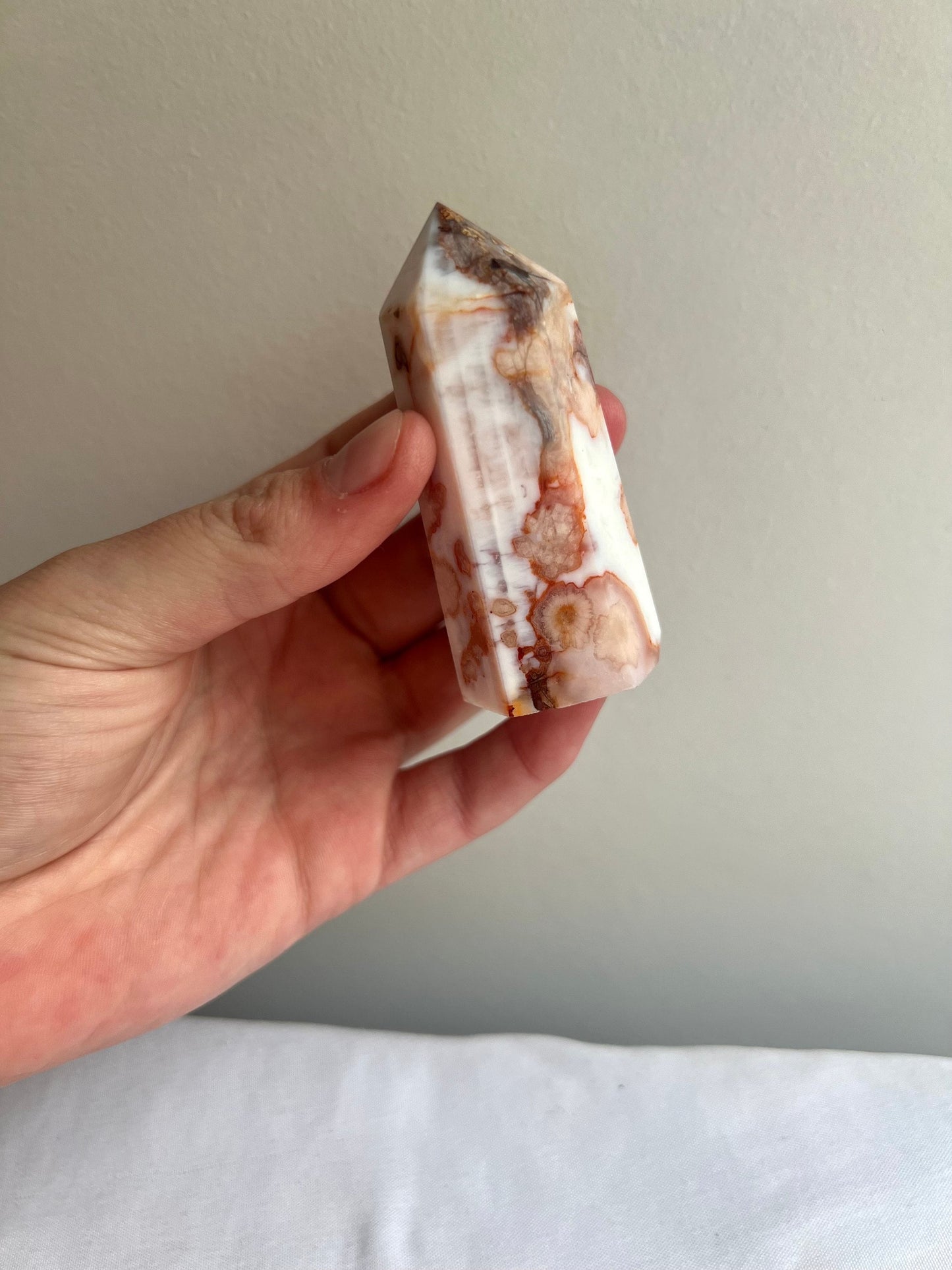 Gorgeous Carnelian Flower Agate Tower Carving