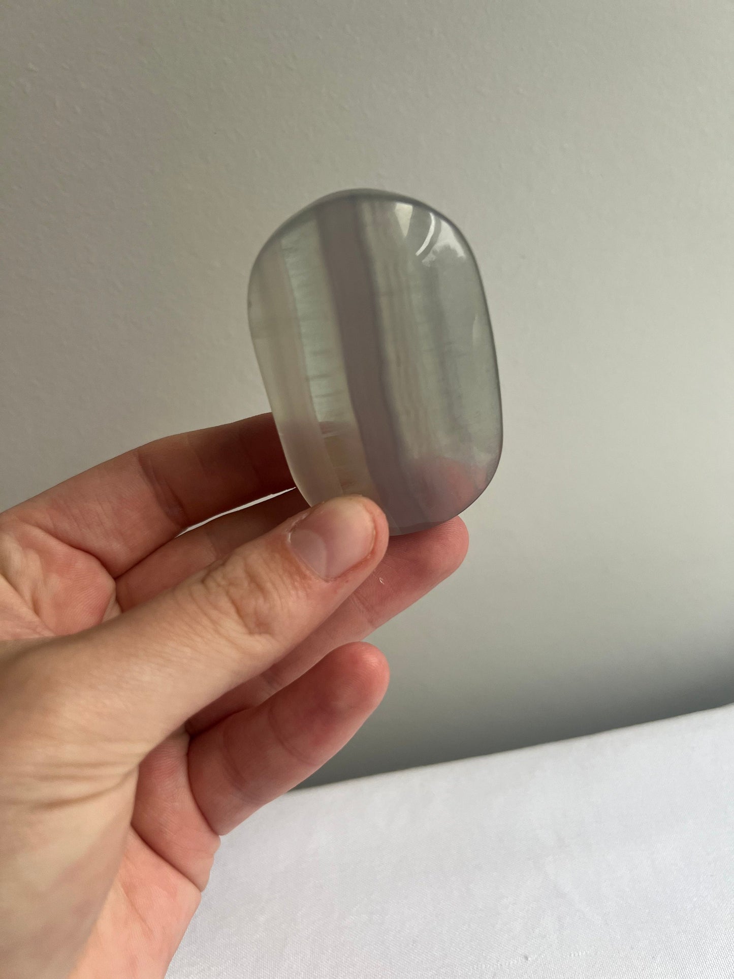 Beautiful Clear Fluorite Palm Stone | Banded Candy Fluorite Palm