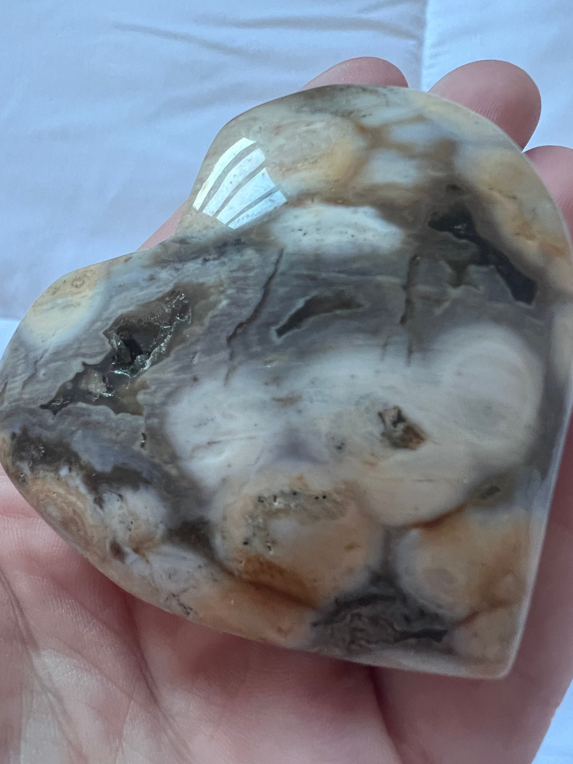 Ocean Jasper Heart Carving OJ Puffy Heart Carving