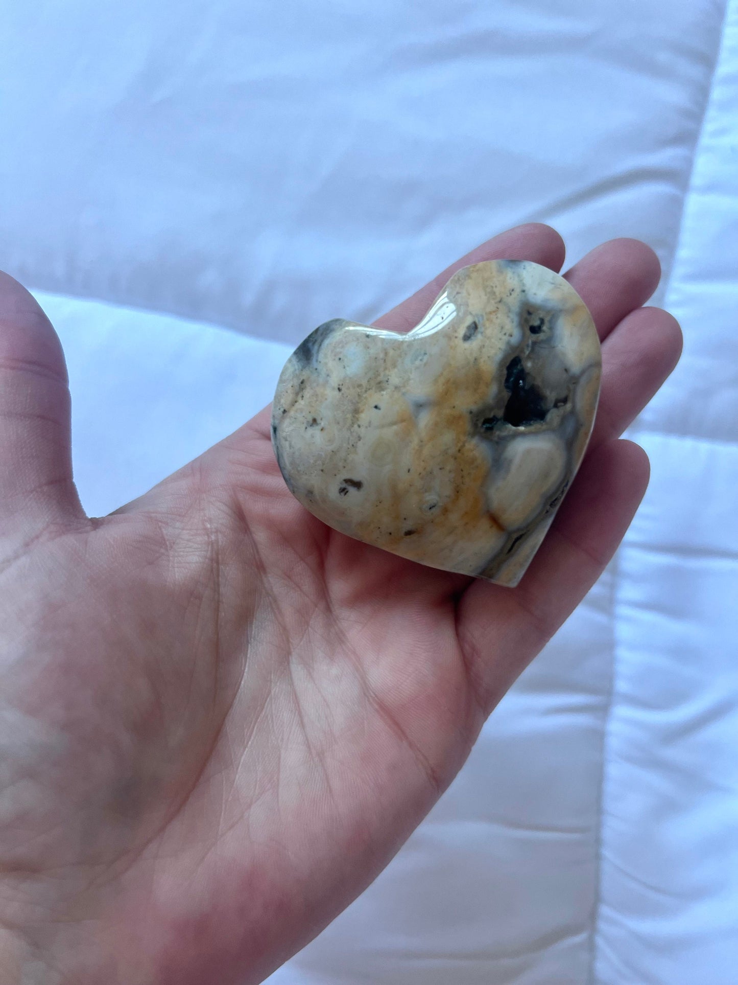 Ocean Jasper Heart Carving OJ Puffy Heart Carving