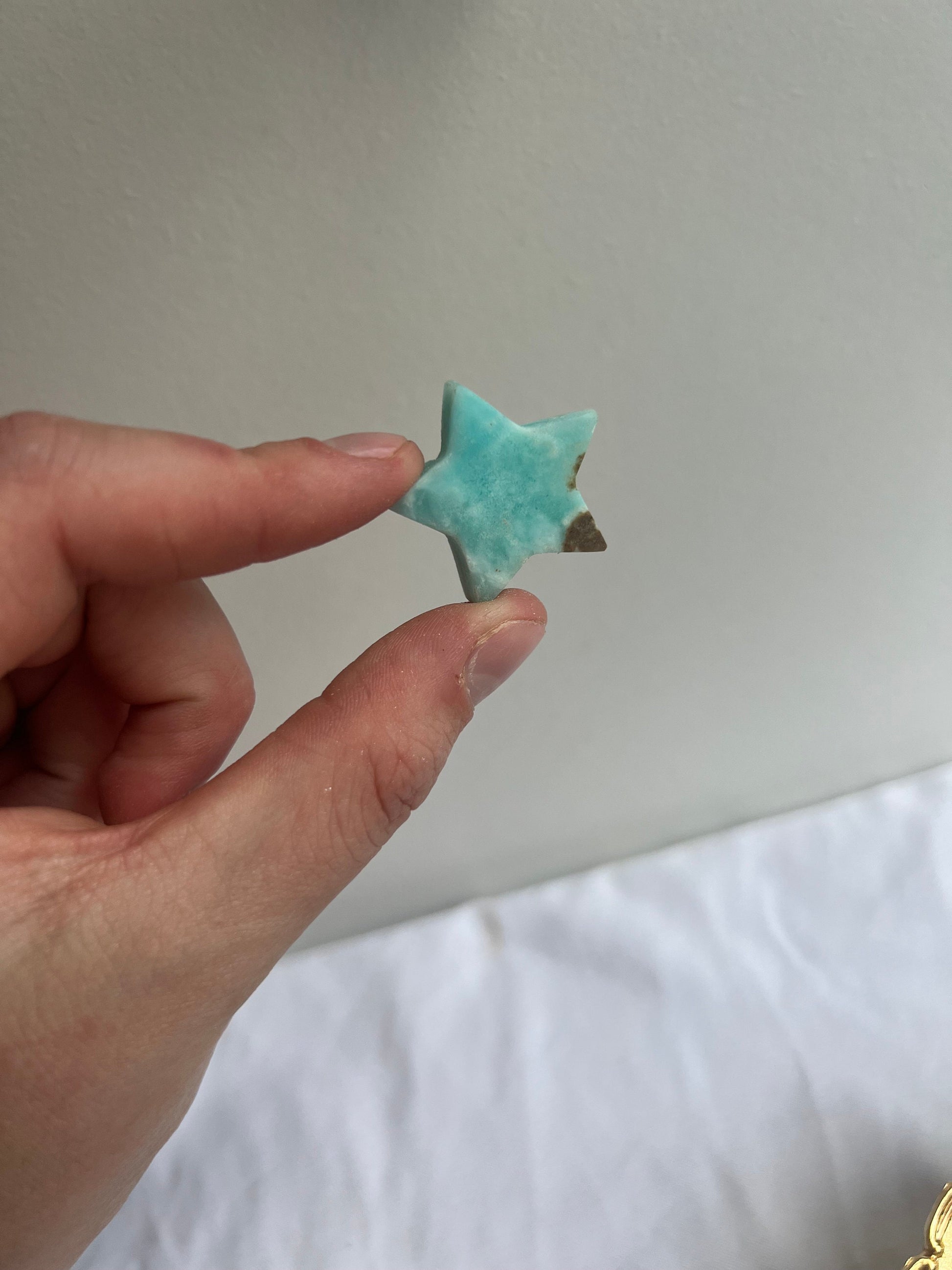 Blue Aragonite Hand Carved Stars 1.5” | Blue Aragonite Star Carvings