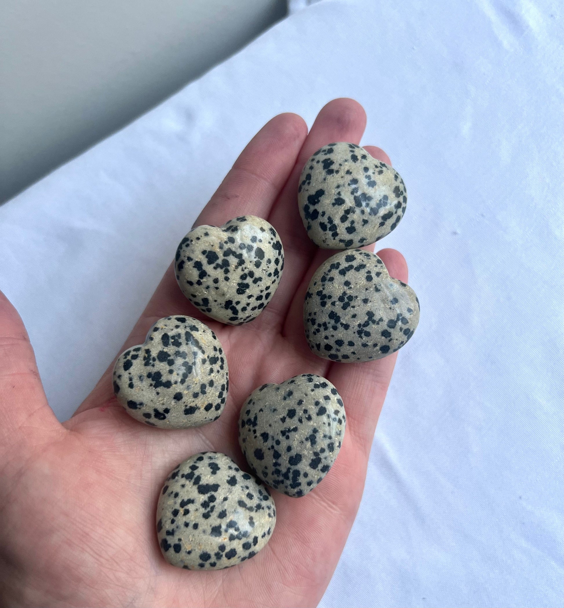 Dalmatian Jasper Heart Carvings 1.5”