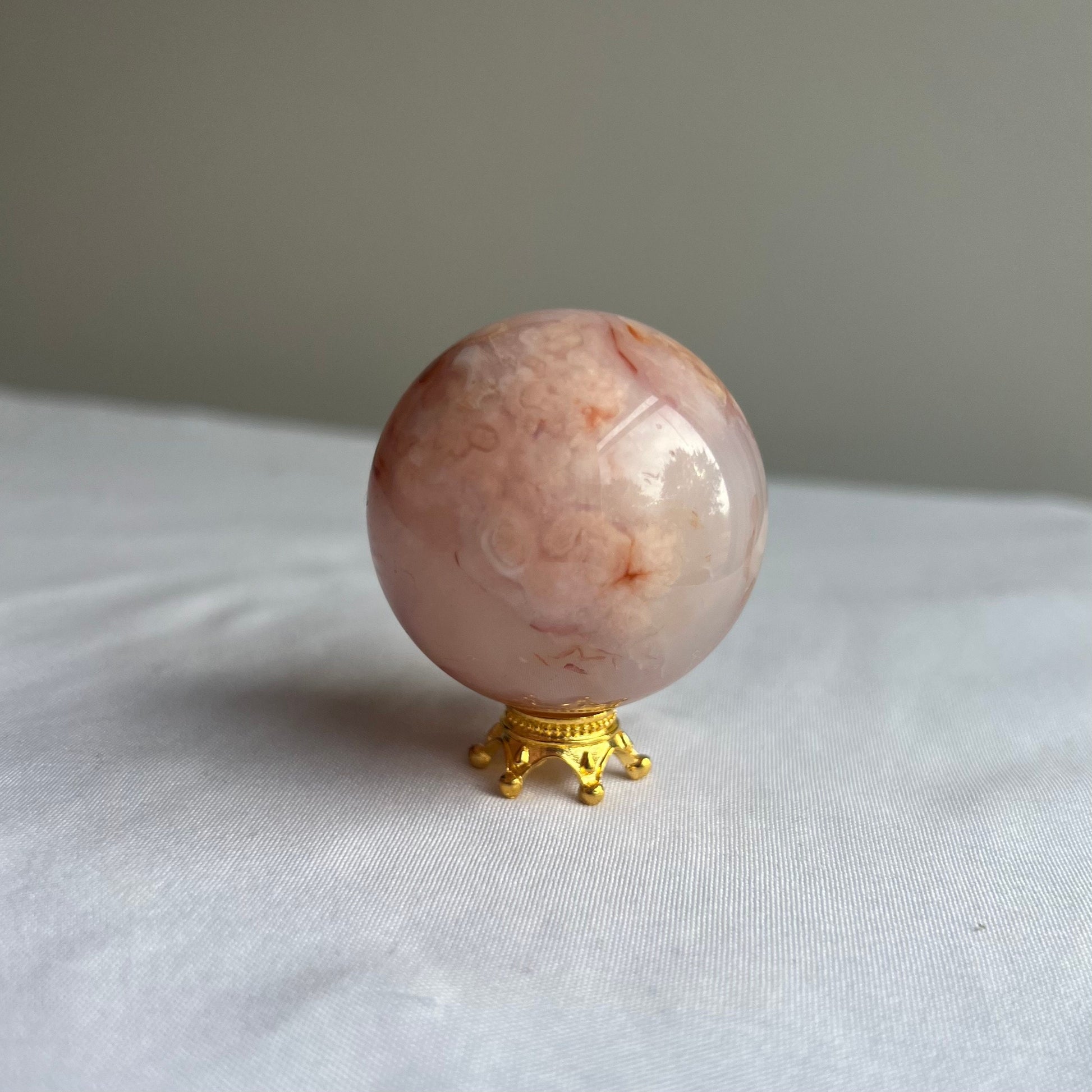 Rare Carnelian x Flower Agate Sphere Carving