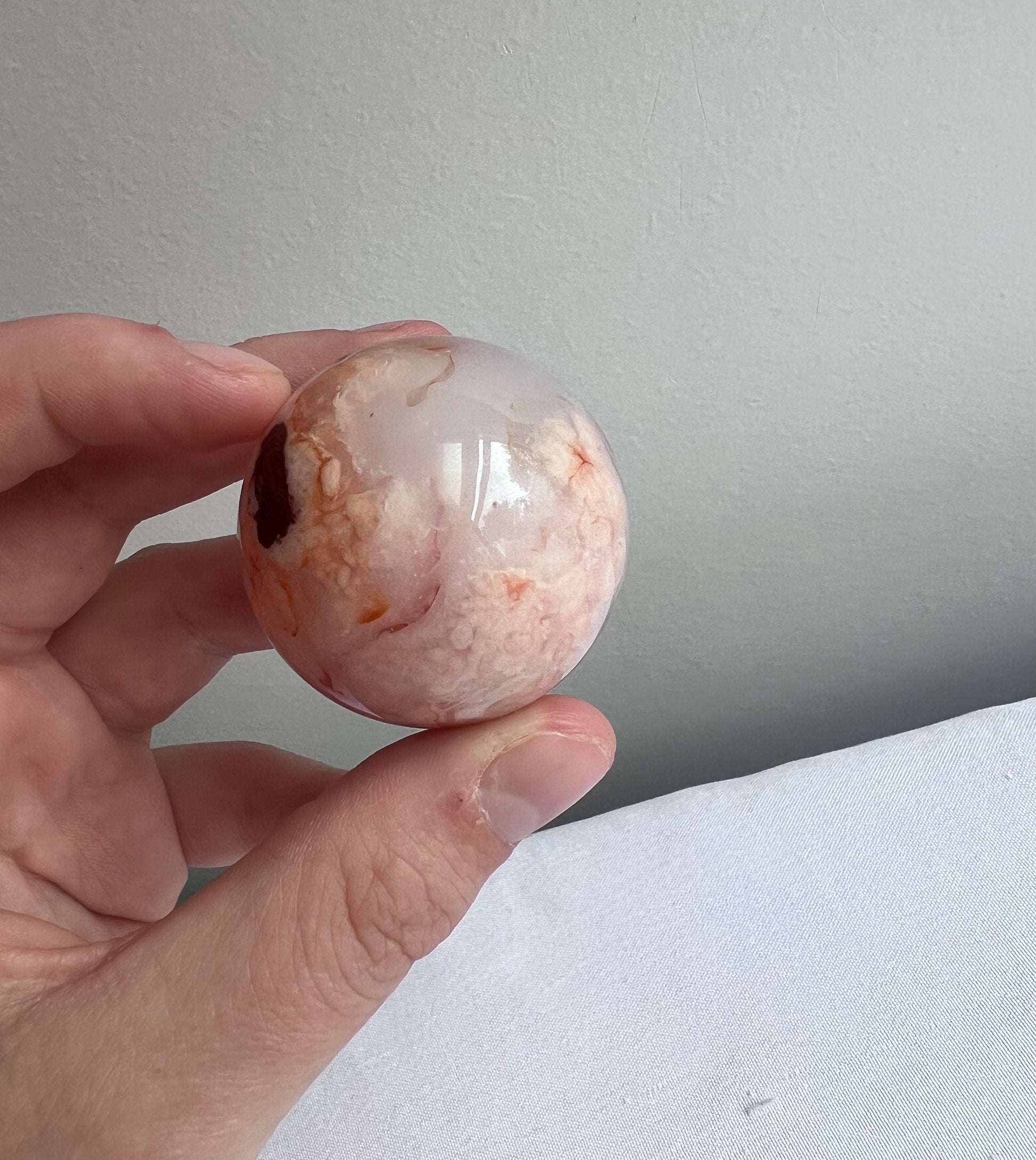 Rare Carnelian x Flower Agate Sphere Carving