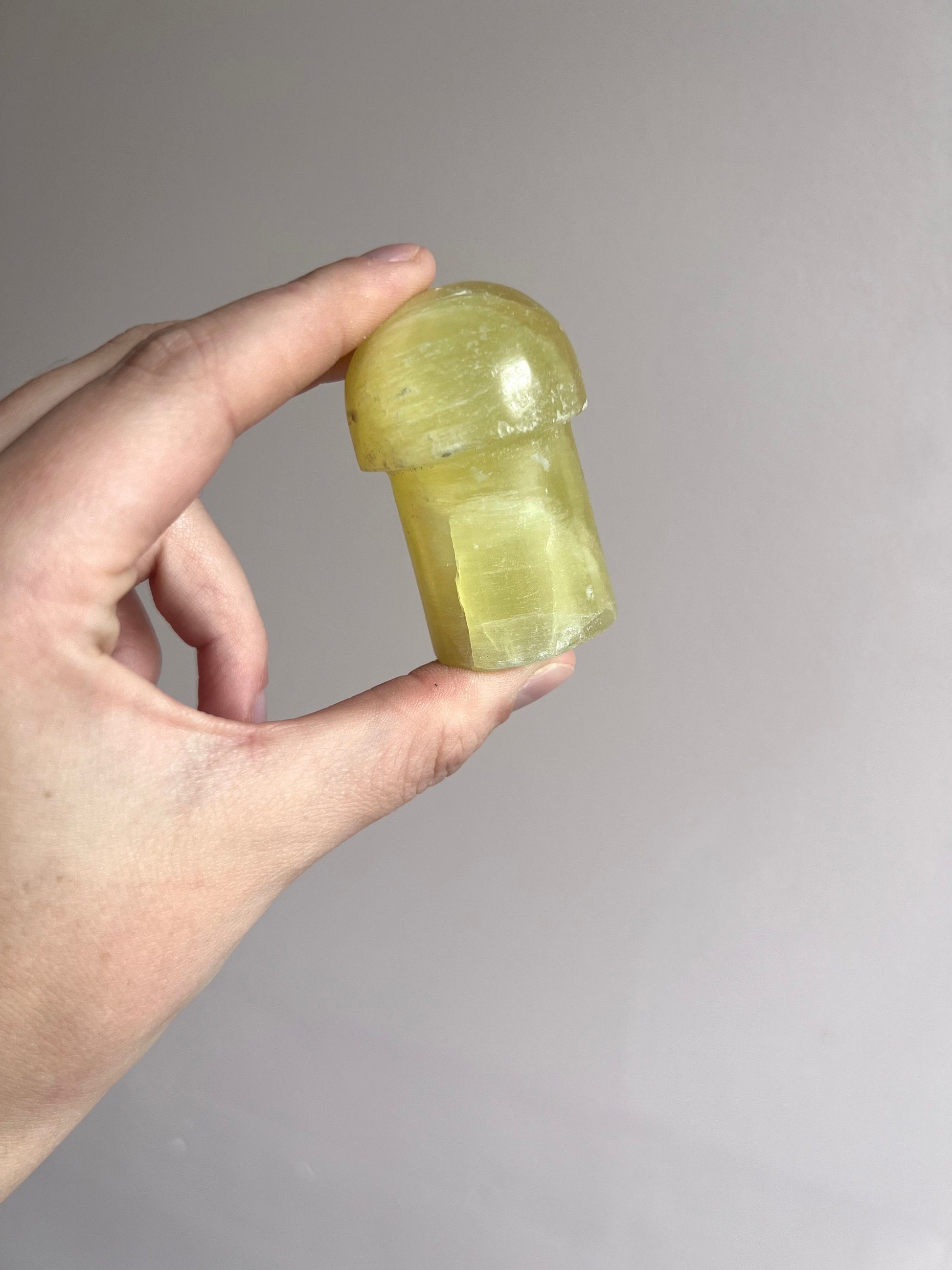 Lemon Calcite Mushroom Carving | Hand Carved Yellow Calcite Mushroom