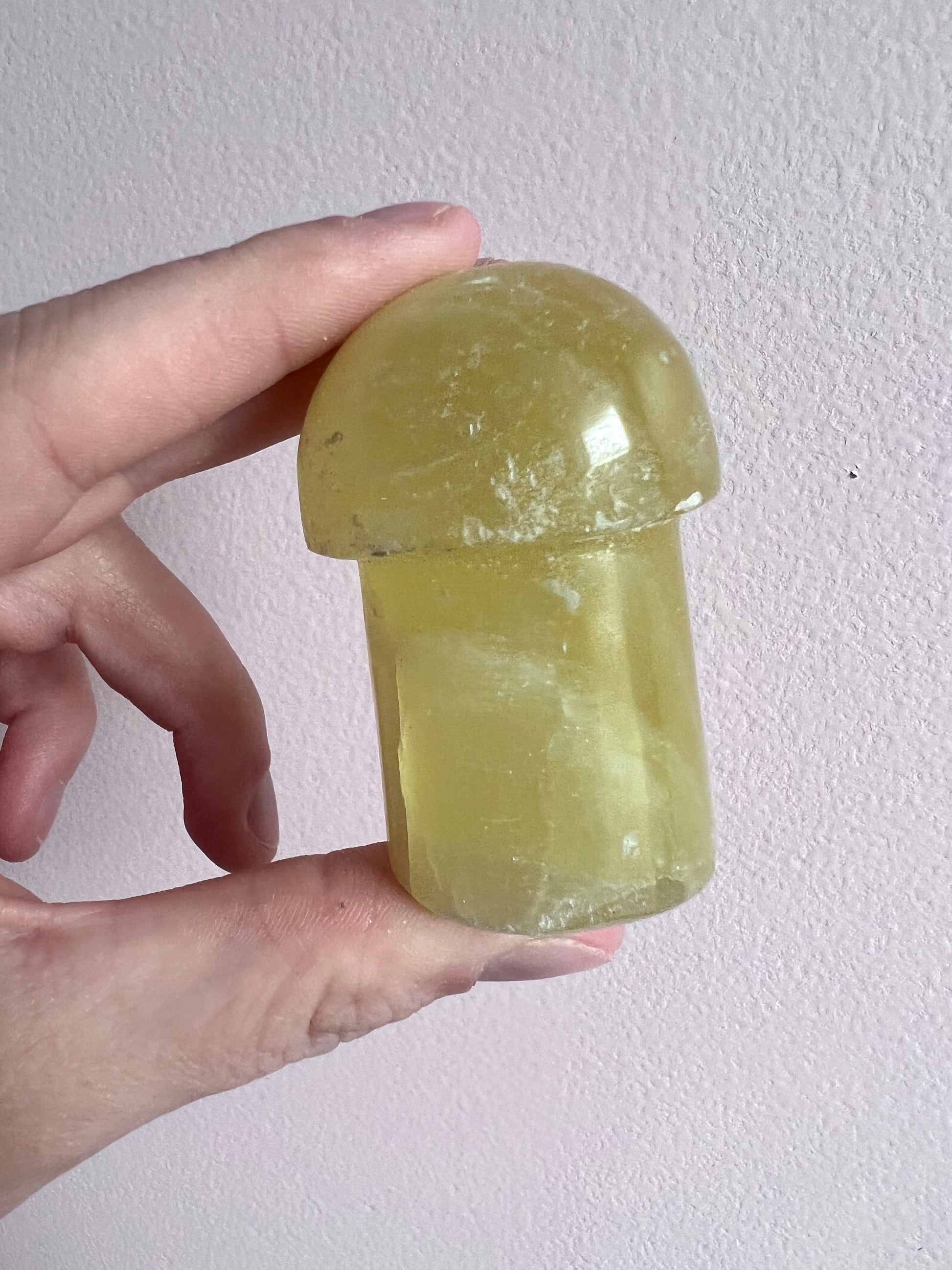 Lemon Calcite Mushroom Carving | Hand Carved Yellow Calcite Mushroom
