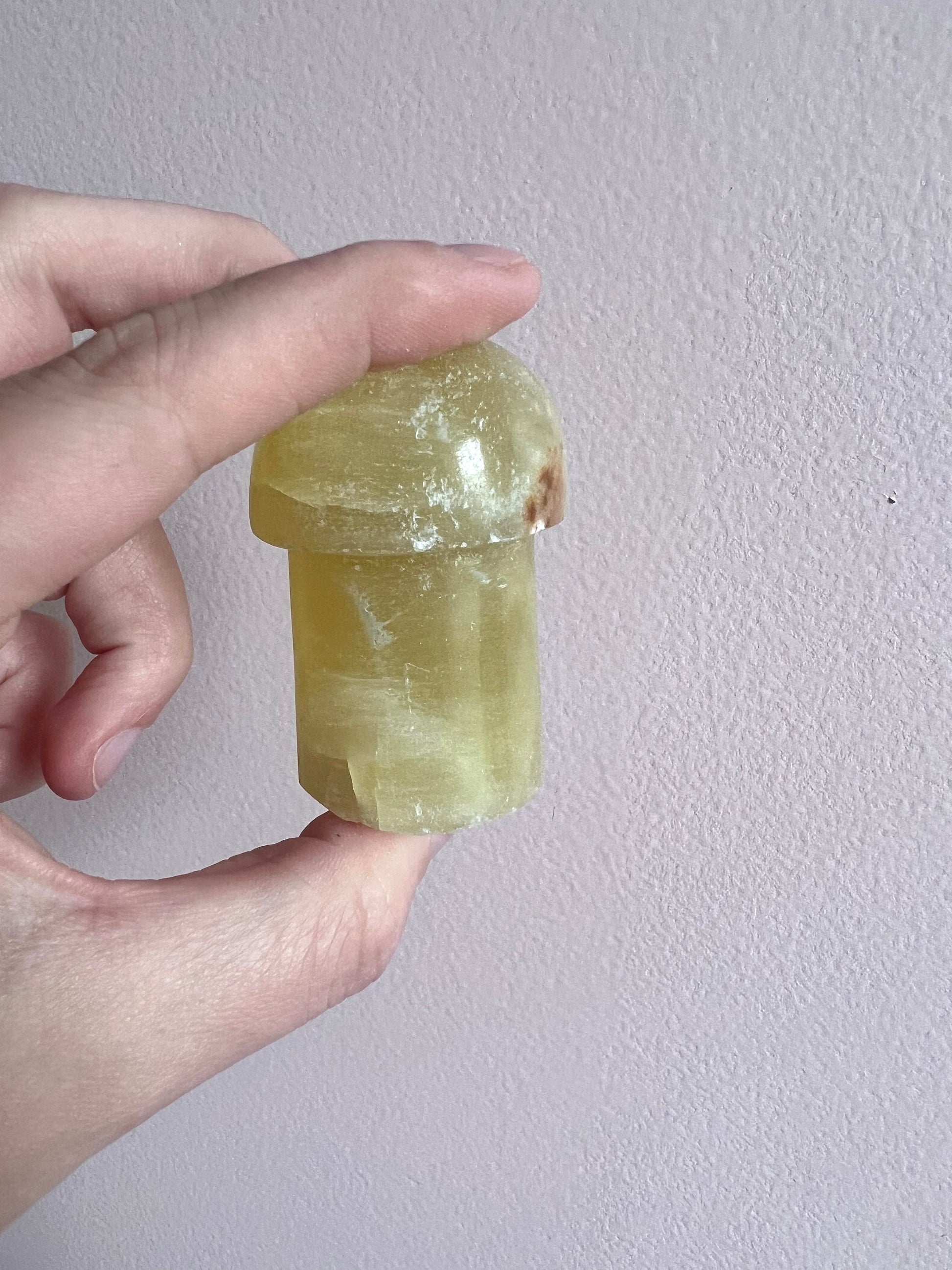 Lemon Calcite Mushroom Carving | Hand Carved Yellow Calcite Mushroom