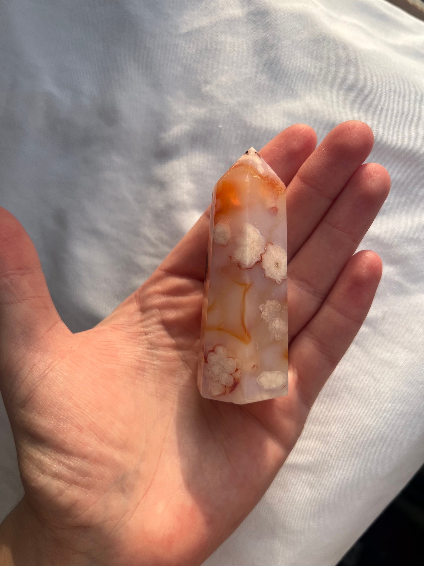 Gorgeous Carnelian Flower Agate Tower Carving Carnelian x Flower Agate Rare