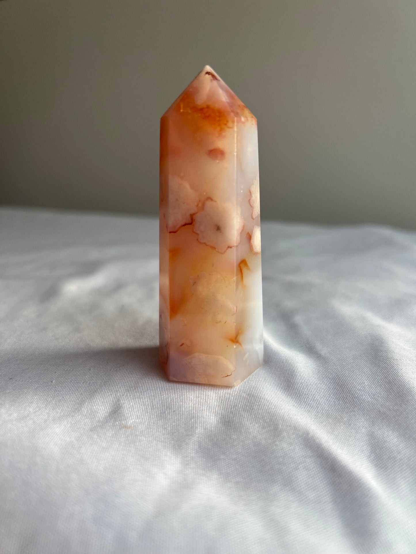 Gorgeous Carnelian Flower Agate Tower Carving Carnelian x Flower Agate Rare