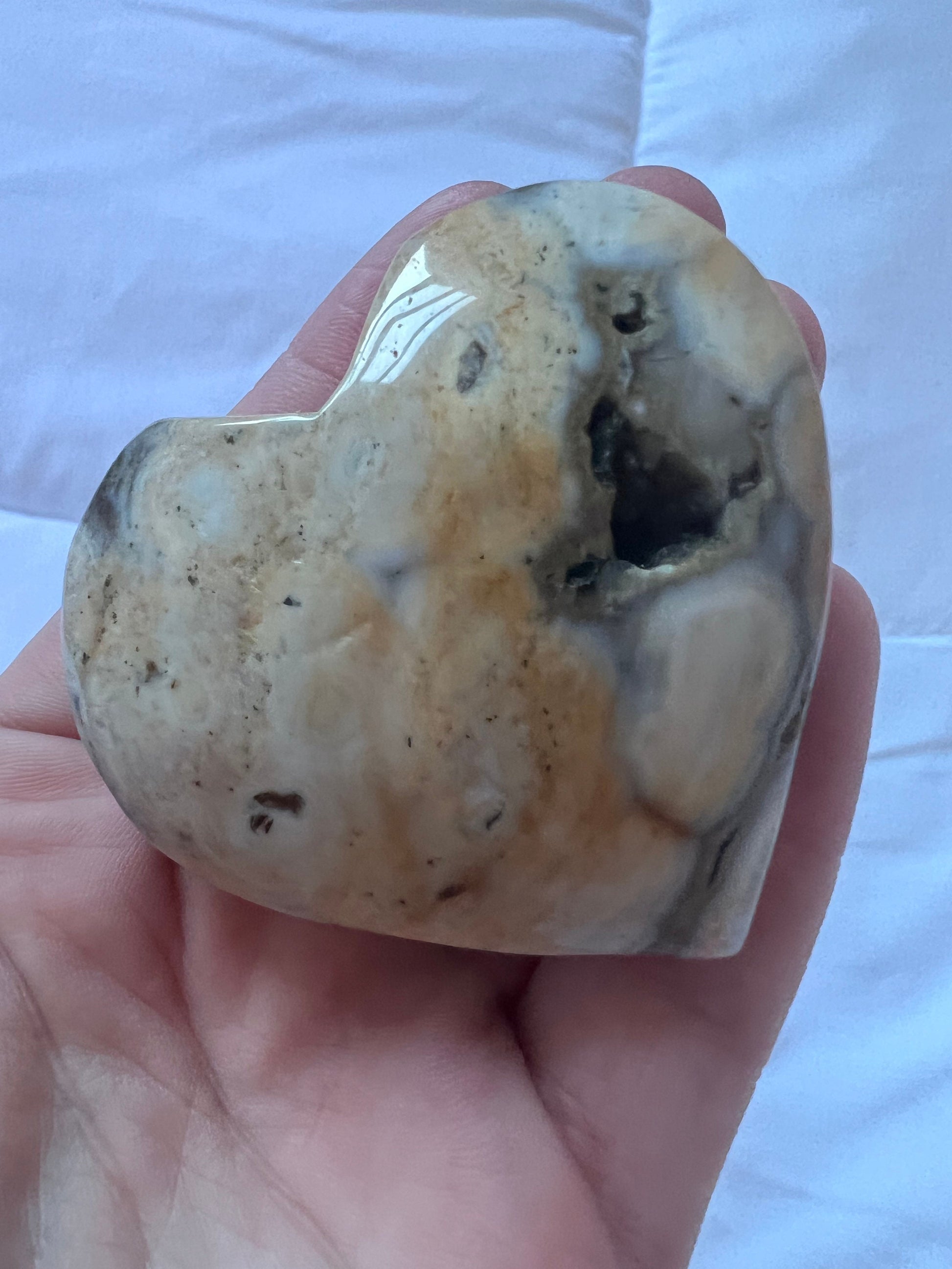 Ocean Jasper Heart Carving OJ Puffy Heart Carving