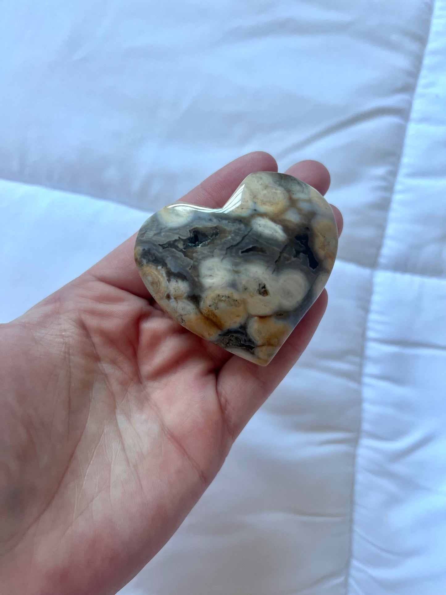 Ocean Jasper Heart Carving OJ Puffy Heart Carving