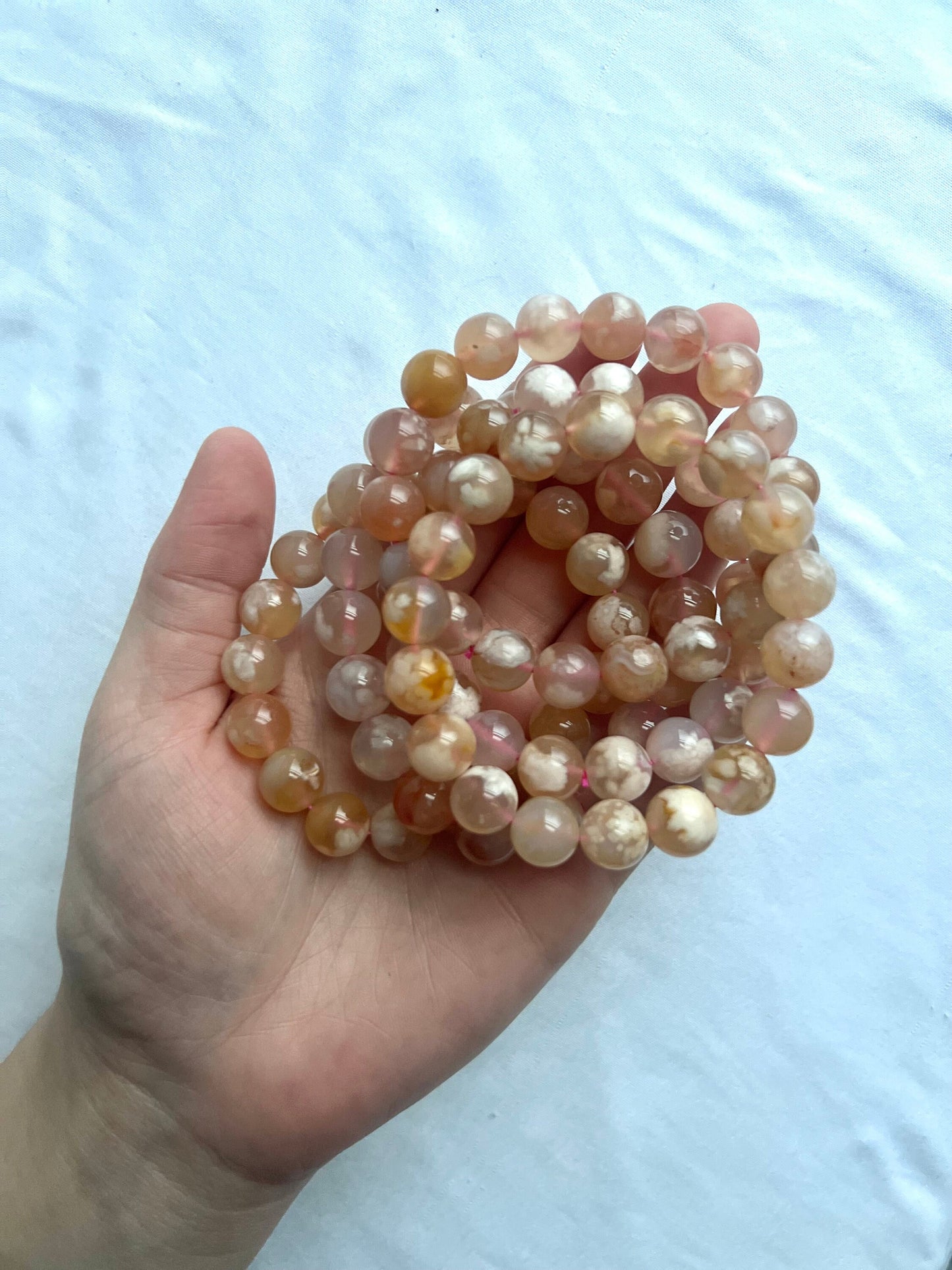 Flower Agate Handmade Bracelet | 11mm Flower Agate Beaded Bracelet