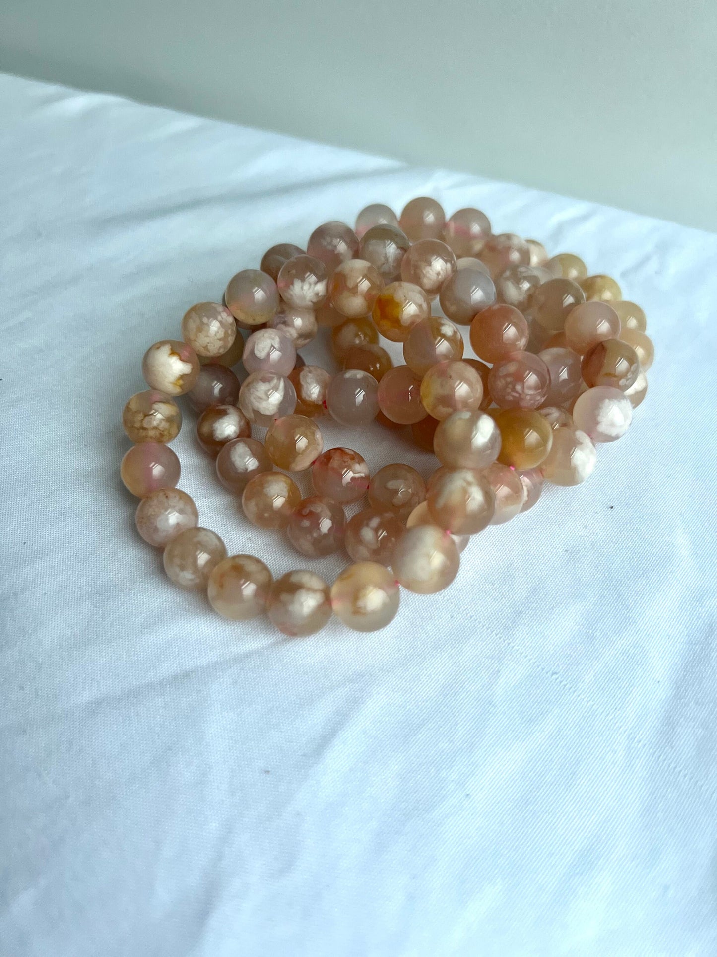 Flower Agate Handmade Bracelet | 11mm Flower Agate Beaded Bracelet