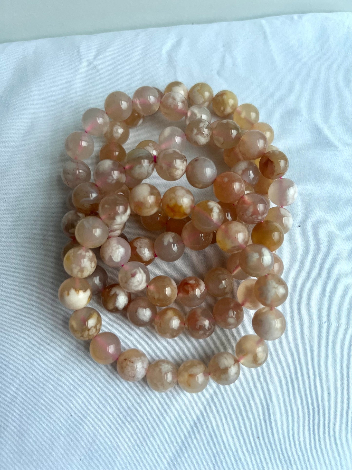Flower Agate Handmade Bracelet | 11mm Flower Agate Beaded Bracelet