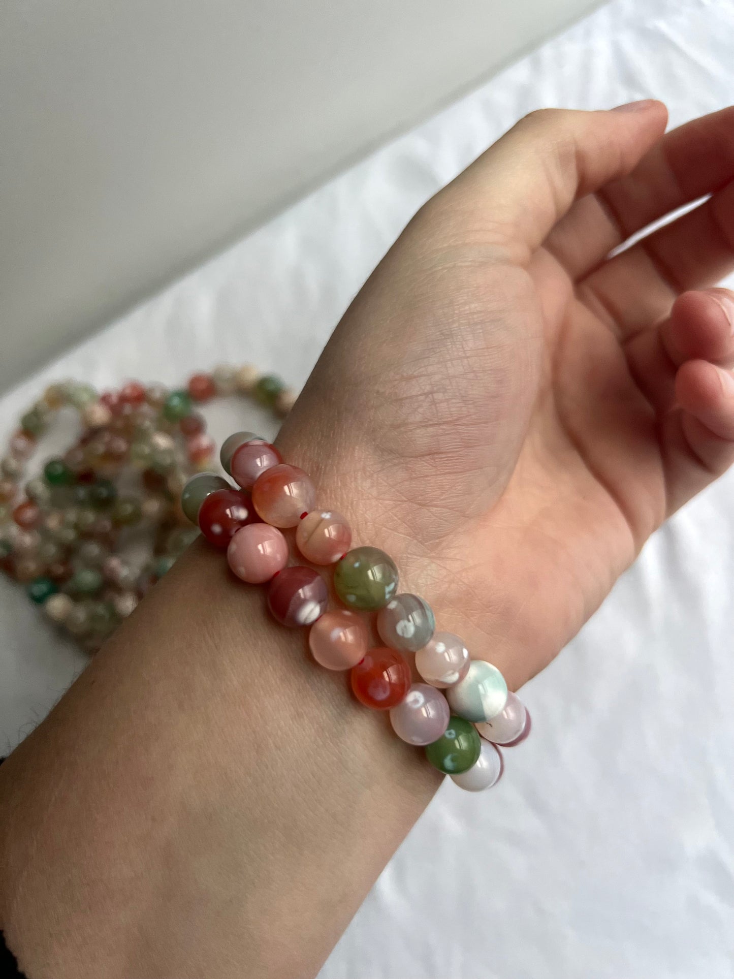 Sakura Flower Agate Gemstone Bracelets | Cherry Blossom Agate