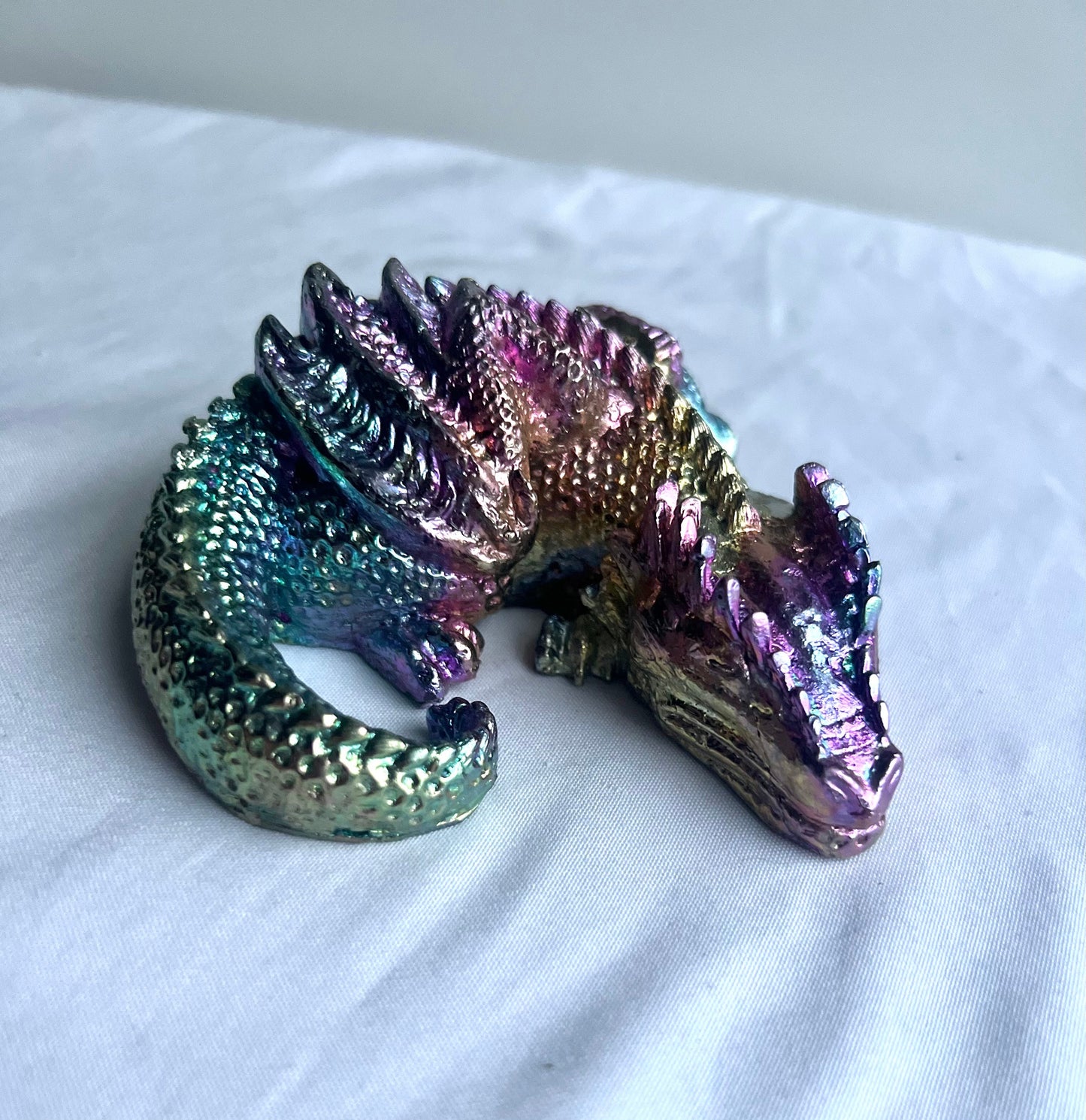 Stunning Bismuth Sleeping Dragon Carving | Rainbow Sleeping Dragon