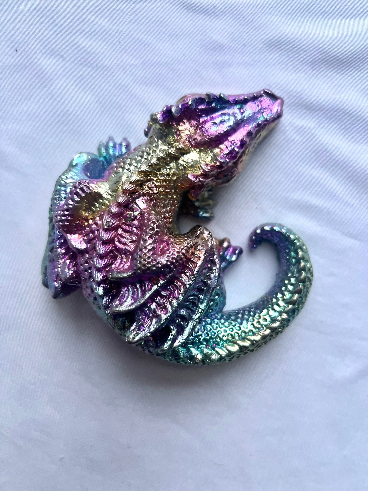 Stunning Bismuth Sleeping Dragon Carving | Rainbow Sleeping Dragon