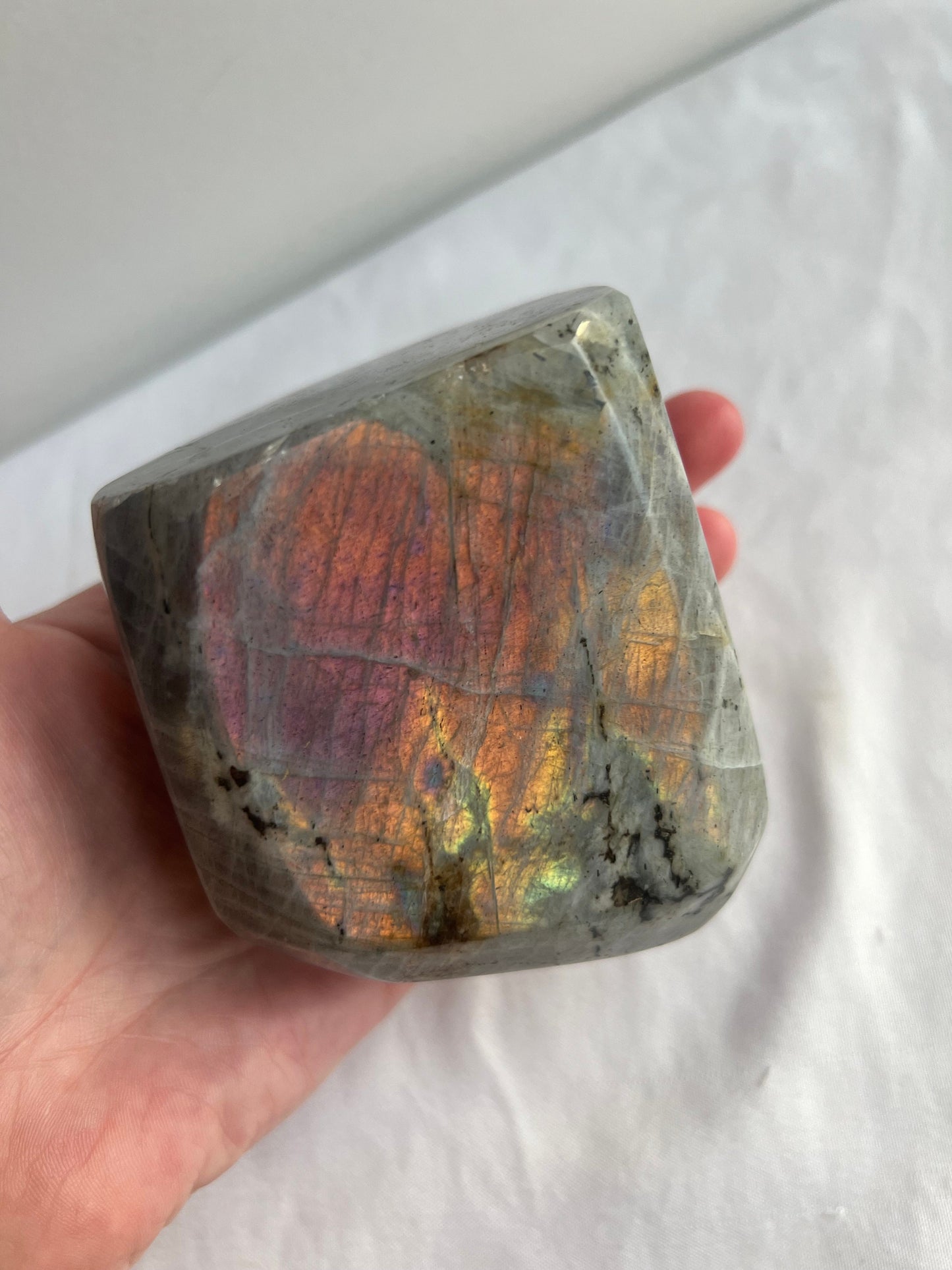 Sunset Labradorite Freeform | 0.899KG Labradorite Slab with Pink Purple Orange Flash