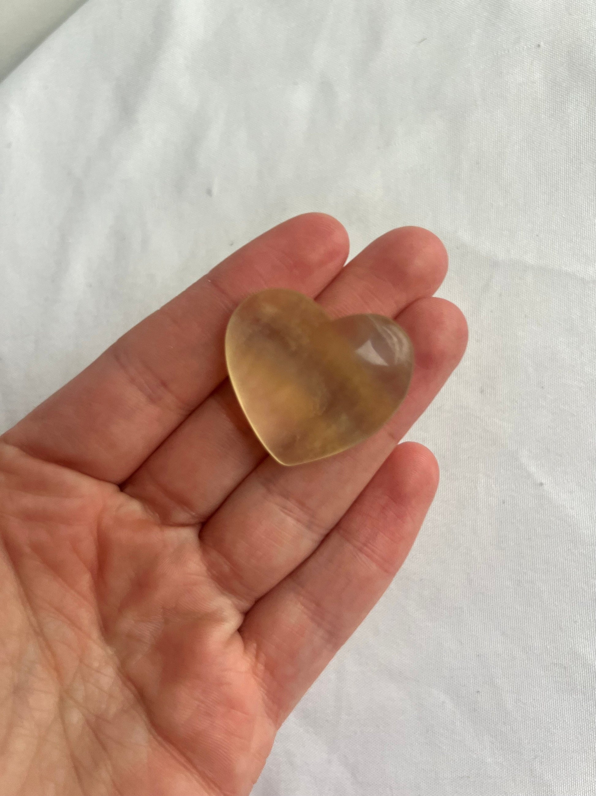 Clear Banded Candy Fluorite Heart Carving Small
