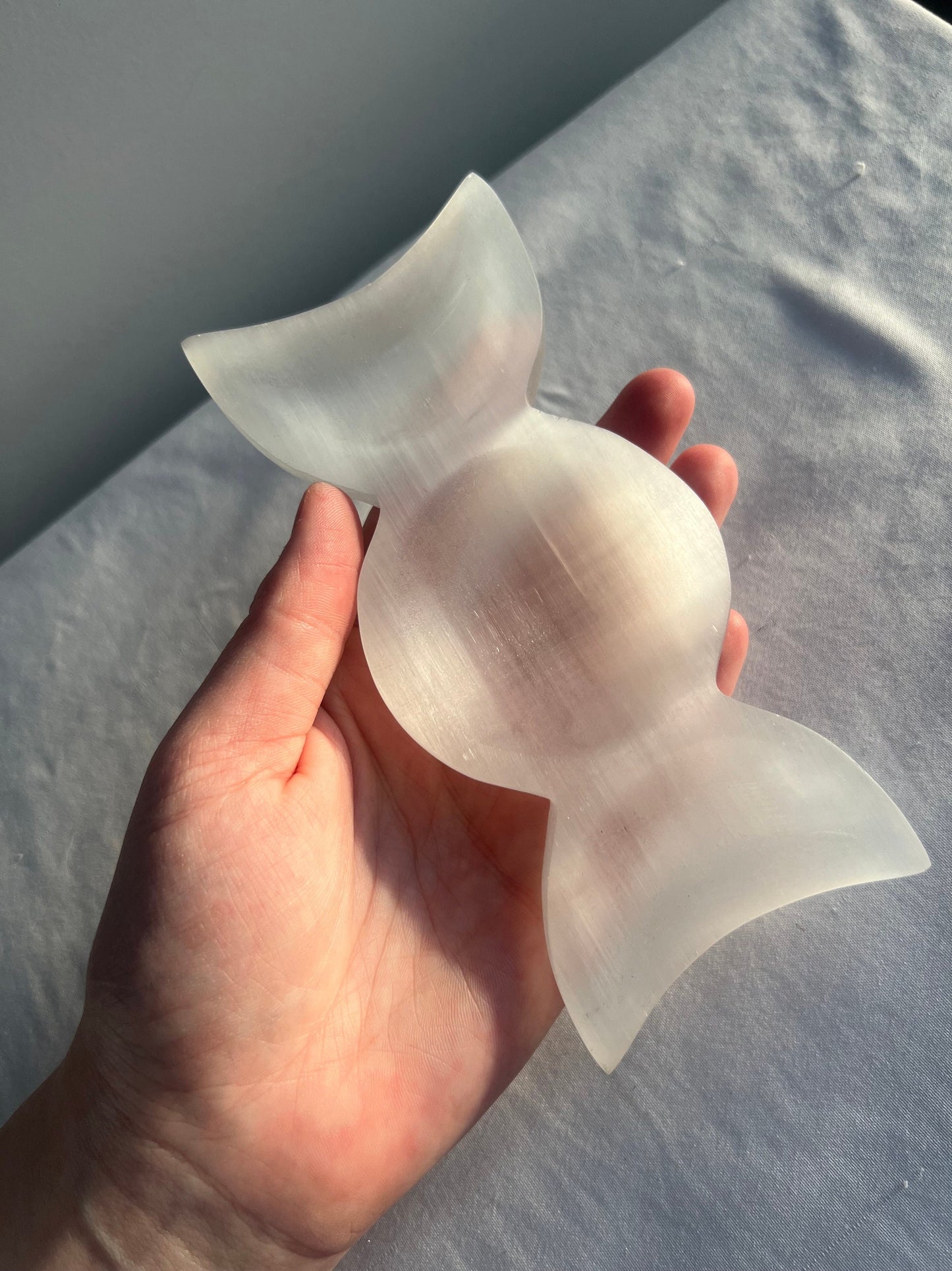 Moon Cycle Selenite Dish | Crescent Moon Satin Spar Bowl #2