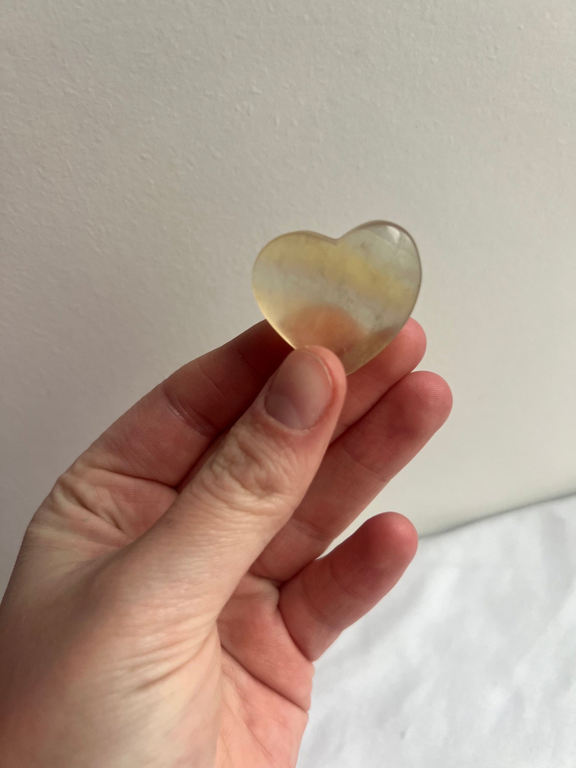 Clear Banded Candy Fluorite Heart Carving Small