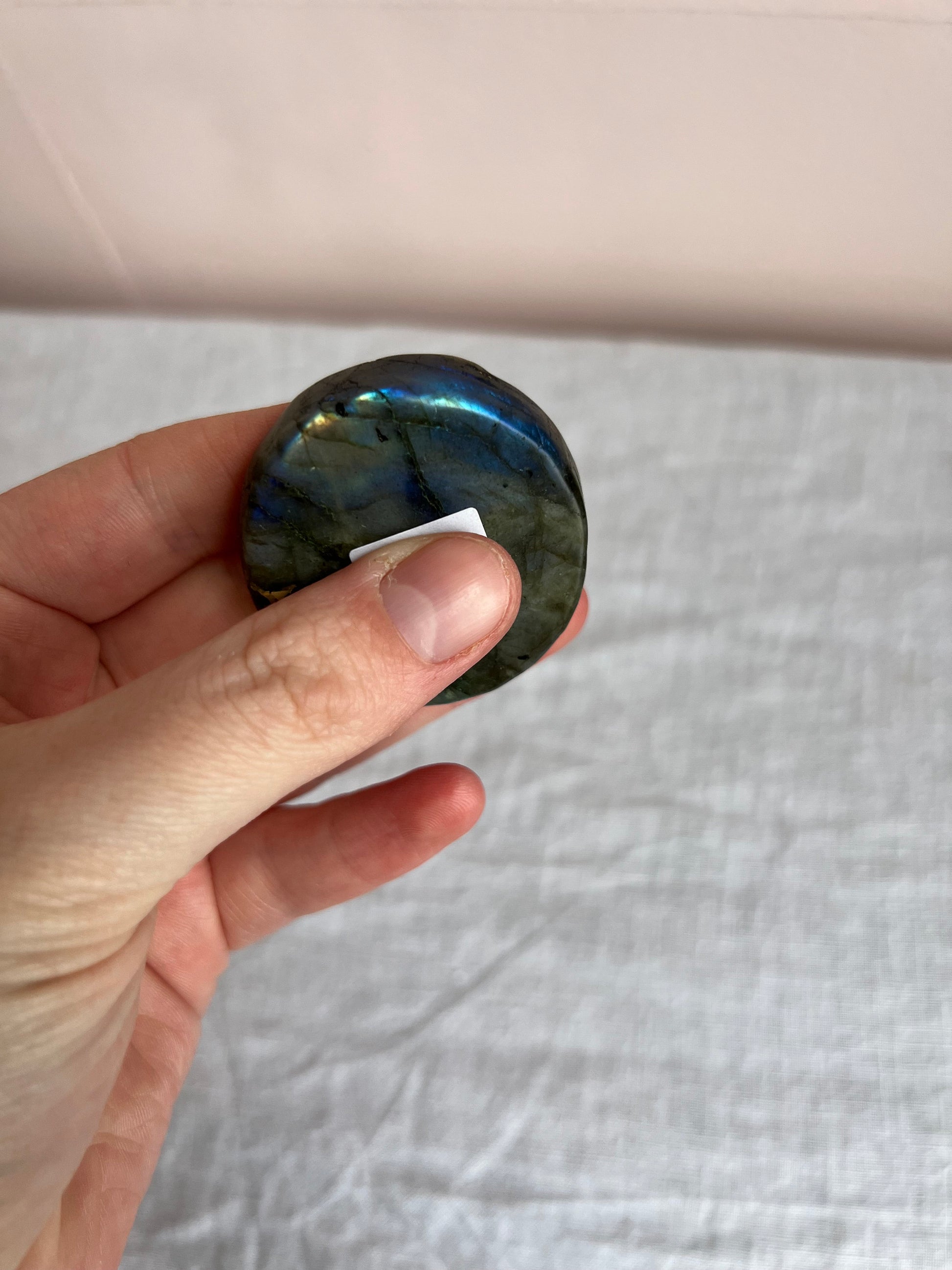 Labradorite Sun Moon Coin | Hand Carved Sun and Moon Labradorite