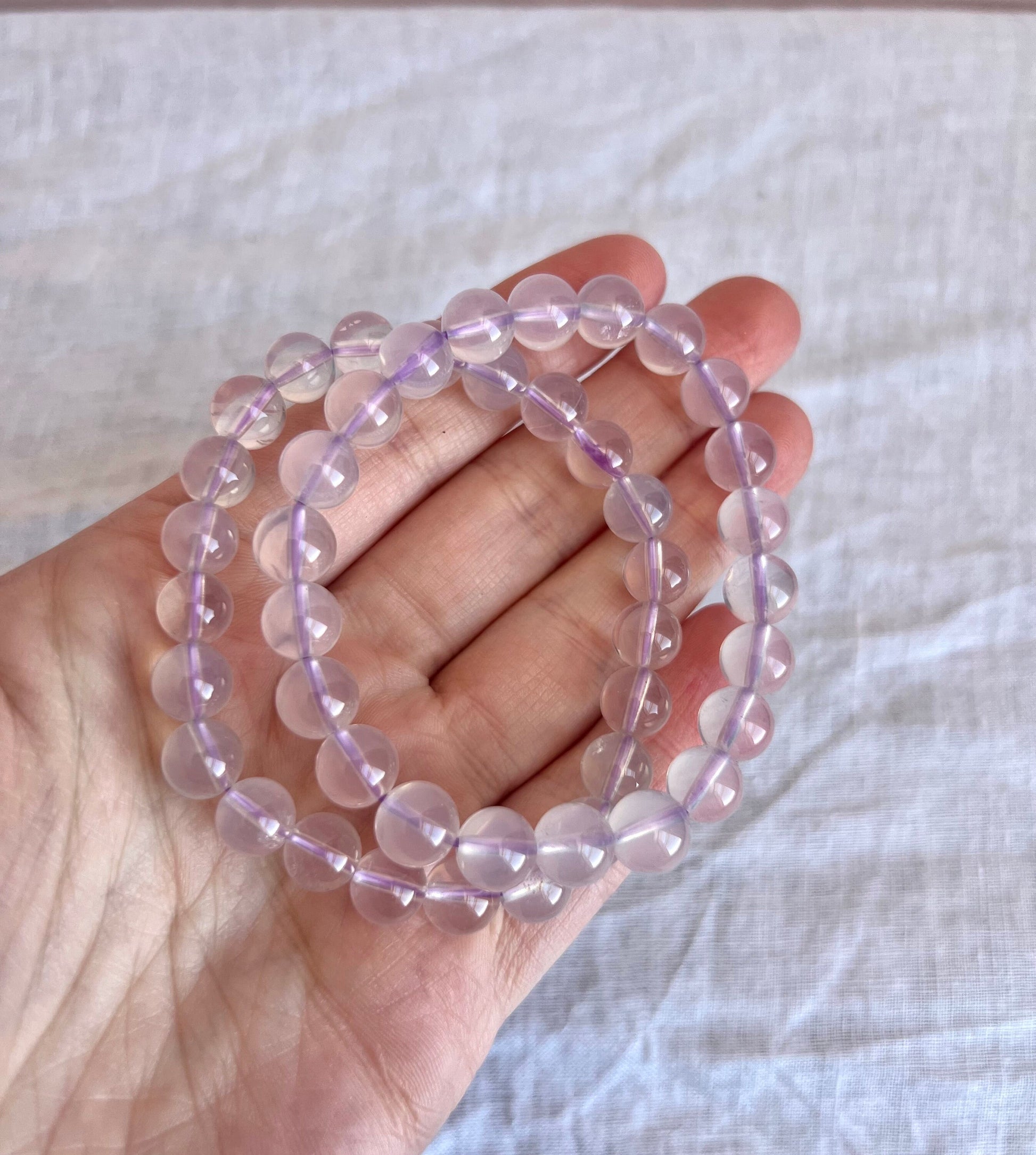RARE Lavender Moon Quartz 8mm Bracelets from Brazil