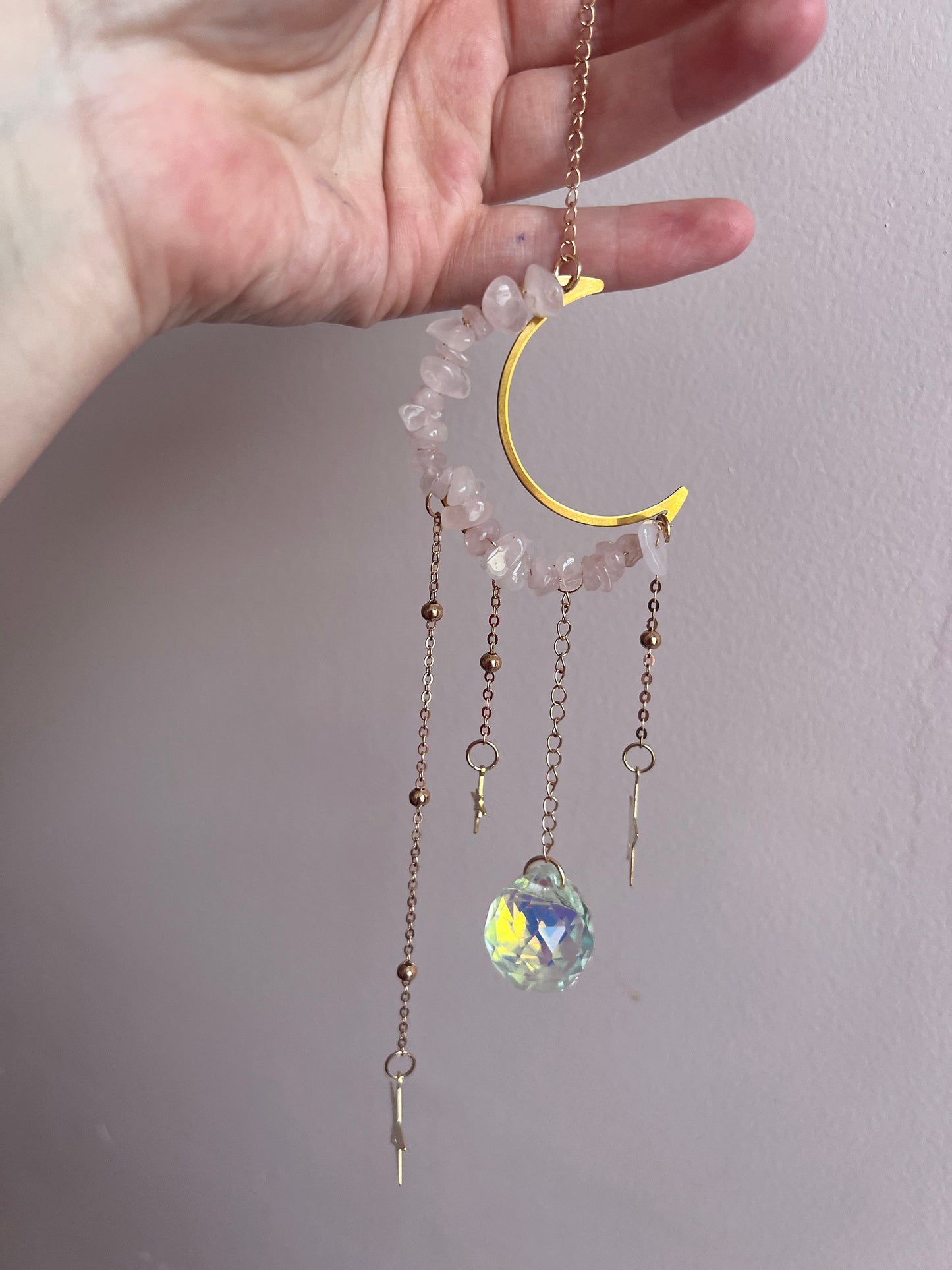 Gorgeous Rose Quartz Sun Catcher | Crystal Sun Catcher