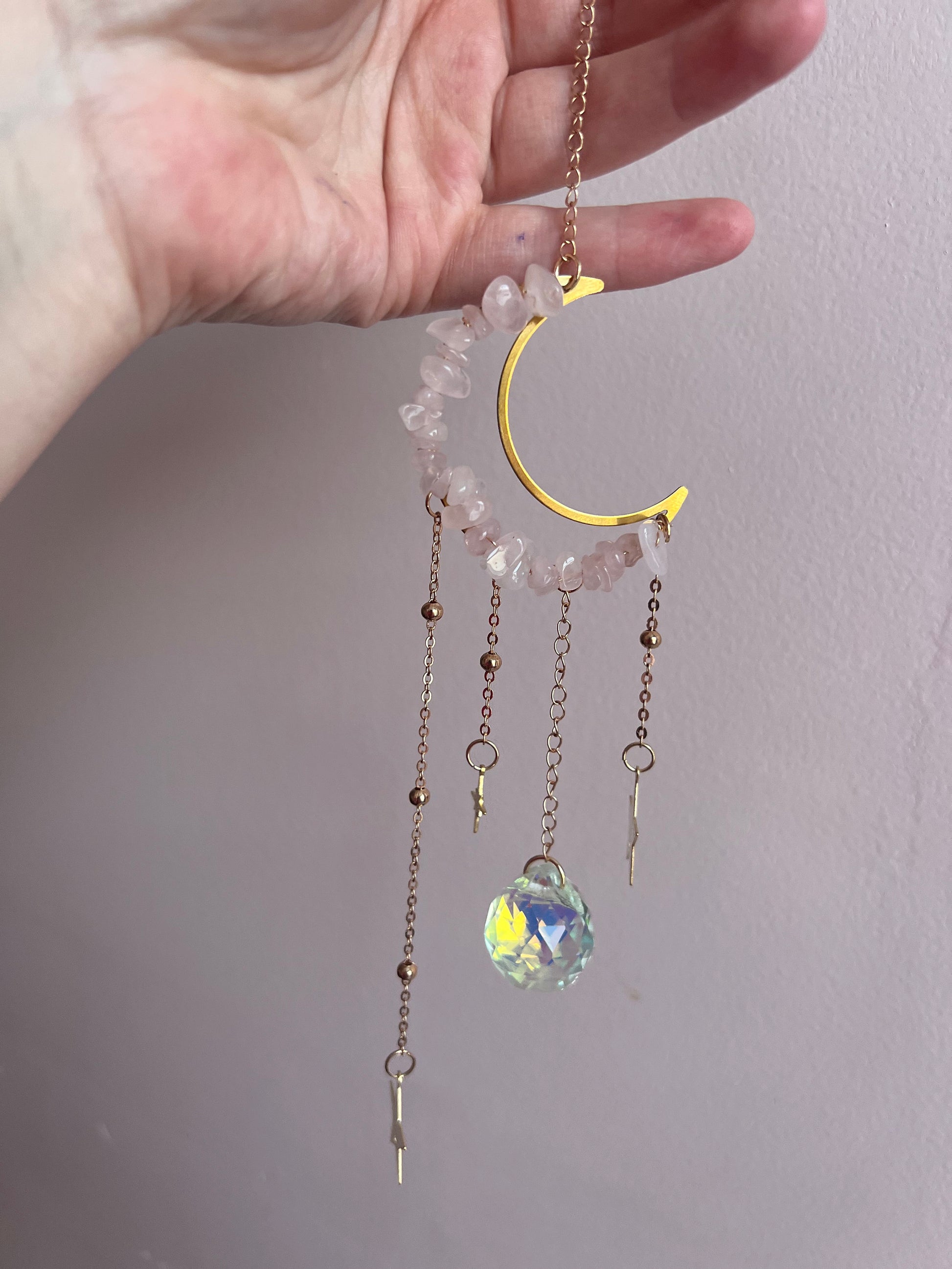 Gorgeous Rose Quartz Sun Catcher | Crystal Sun Catcher
