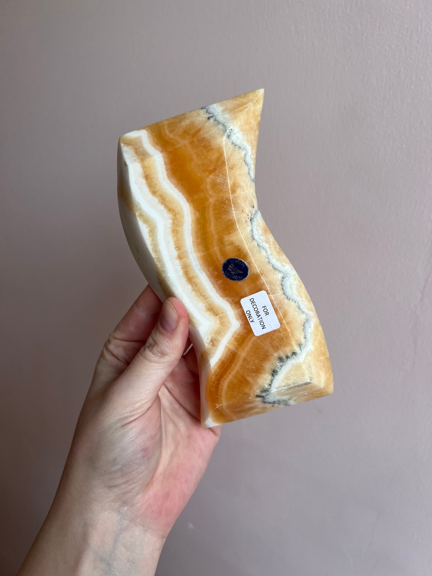 Wavy Orange Onyx Dish | Mexican Onyx Trinket Dish