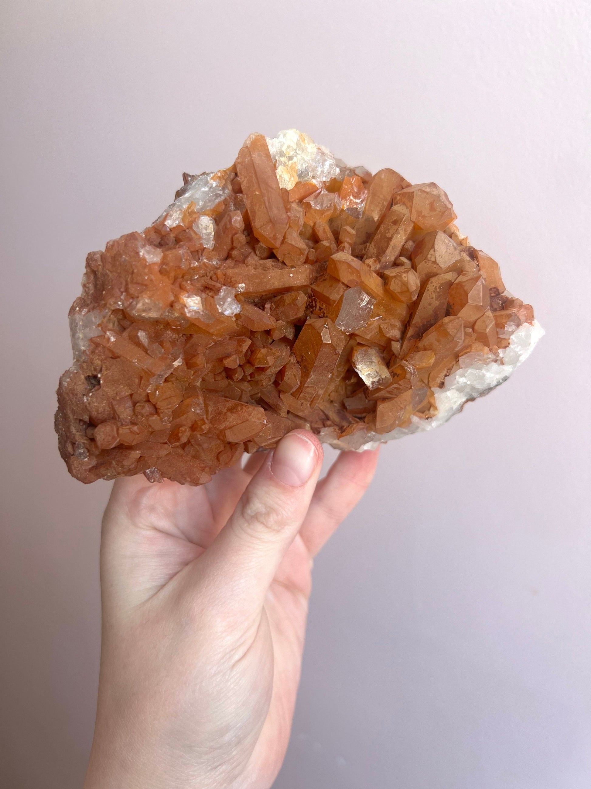 Tangerine Quartz Cluster Large | Raw Tangerine Quartz Cluster from Brazil