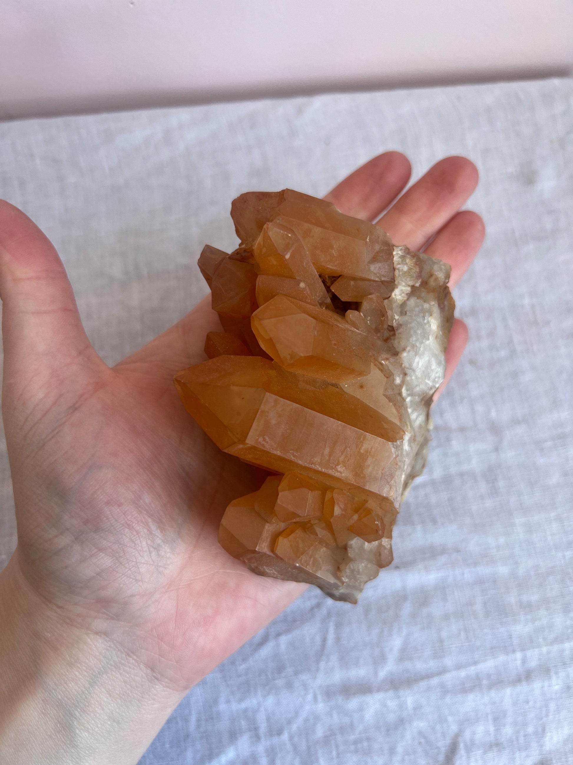 Tangerine Quartz Cluster | Raw Tangerine Quartz Cluster from Brazil