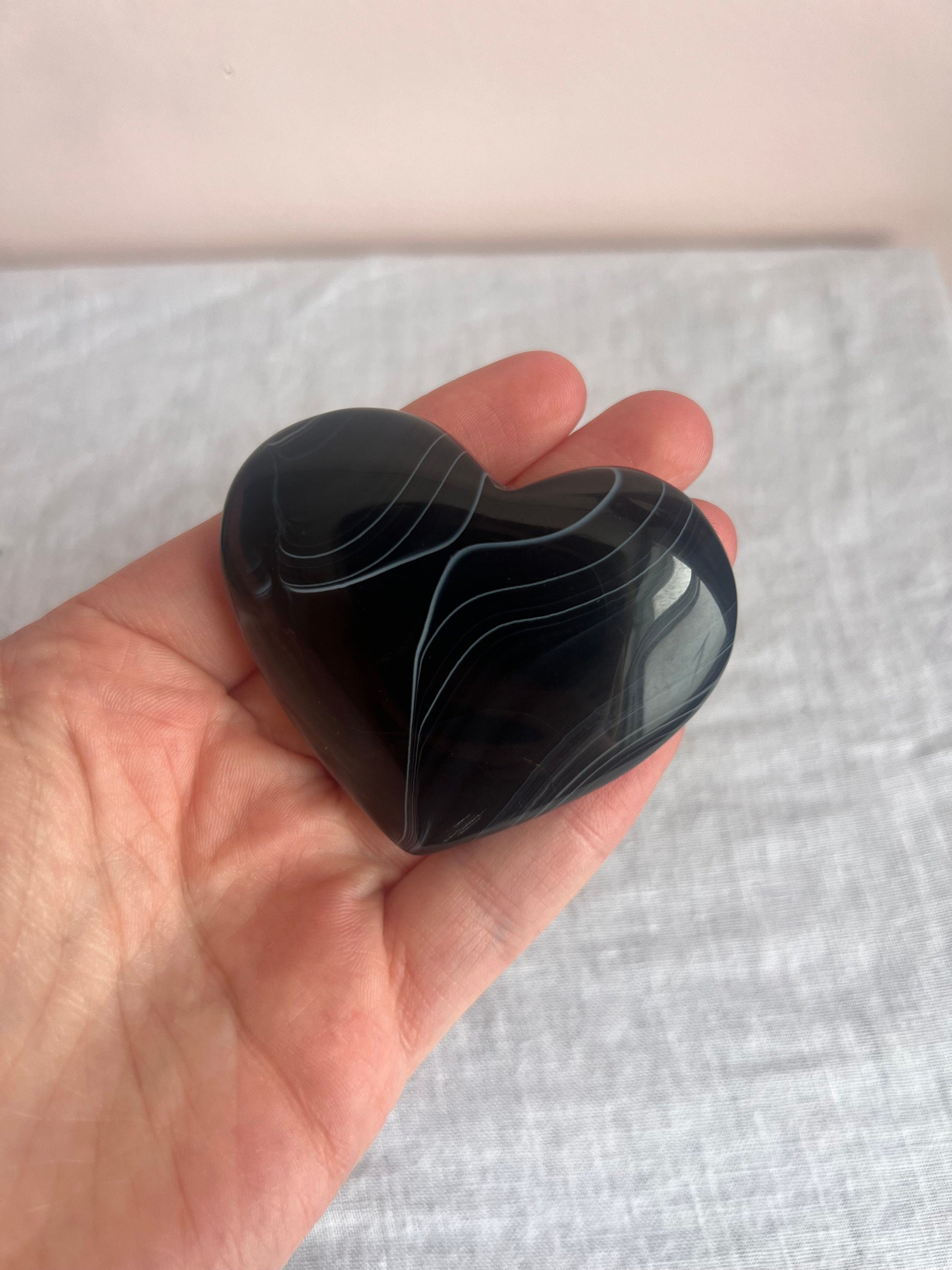 Black Onyx Heart Carving