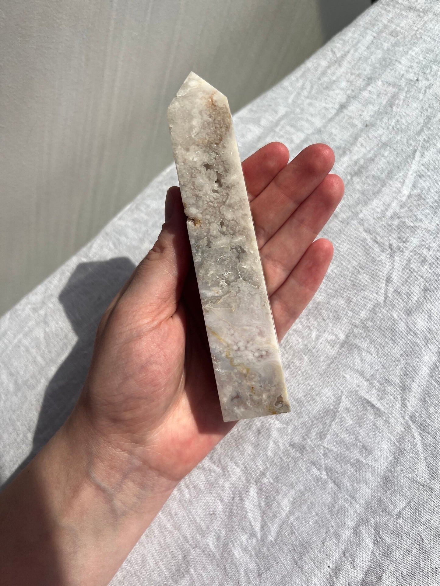 Gorgeous Pink Amethyst with Flower Agate Tower Druzy Pink Flower Amethyst Obelisk 6”