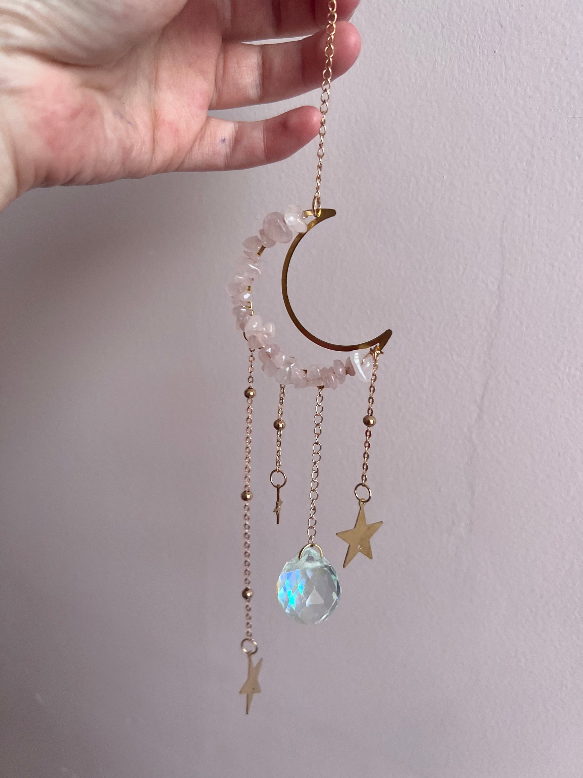 Gorgeous Rose Quartz Sun Catcher | Crystal Sun Catcher