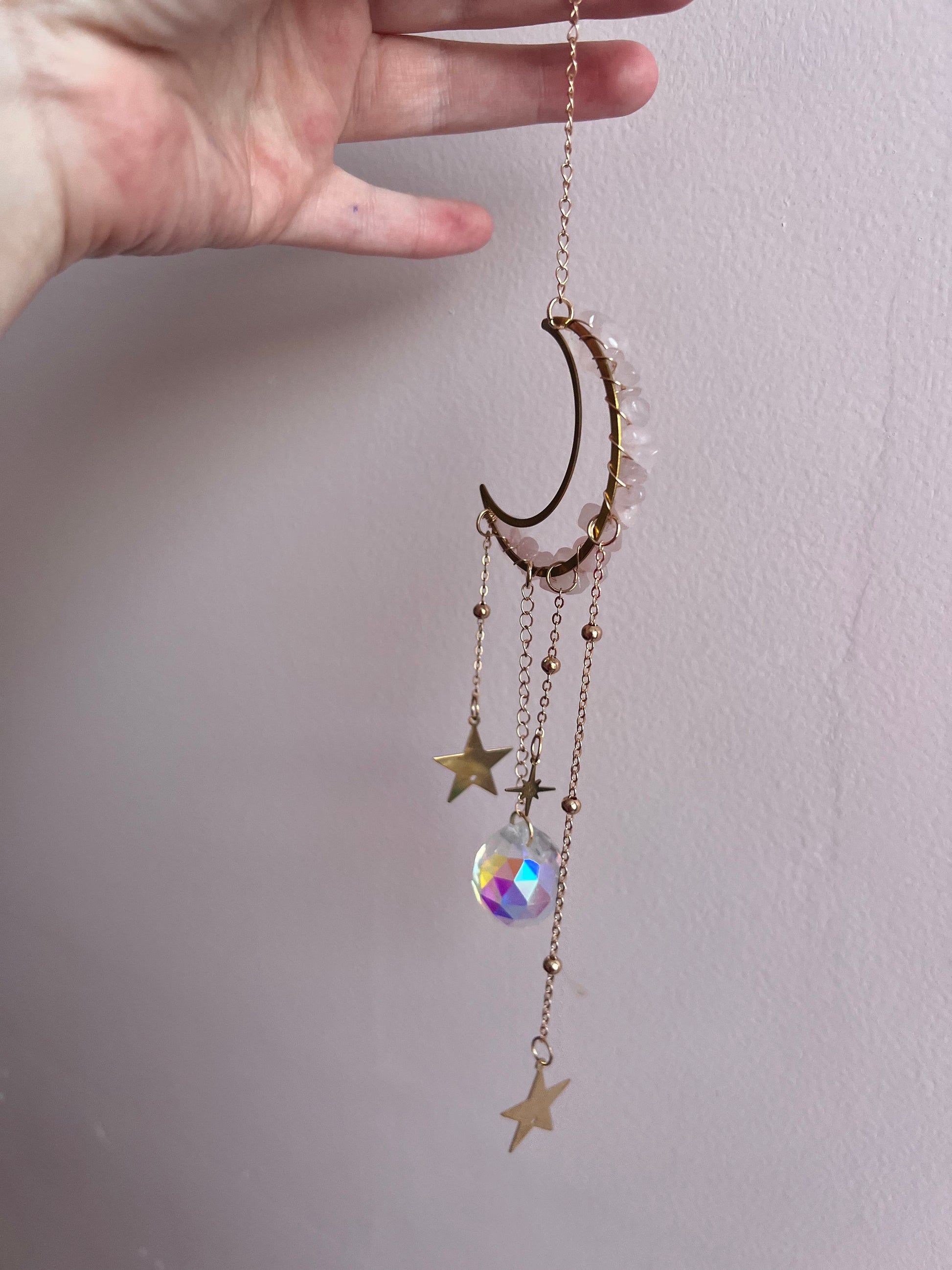 Gorgeous Rose Quartz Sun Catcher | Crystal Sun Catcher
