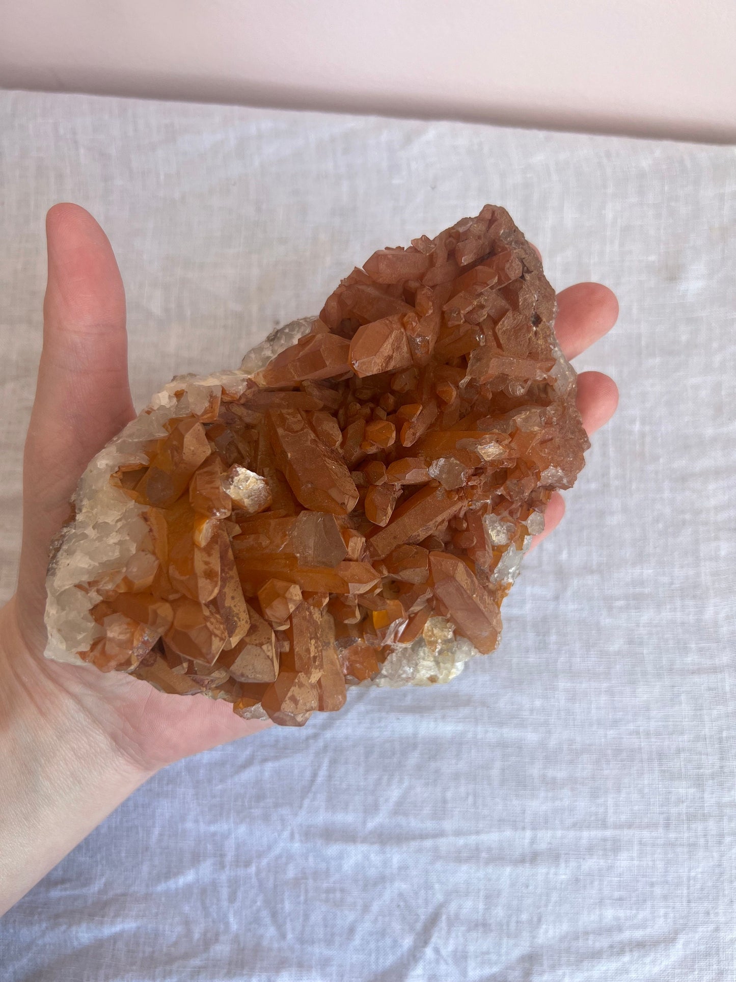 Tangerine Quartz Cluster Large | Raw Tangerine Quartz Cluster from Brazil