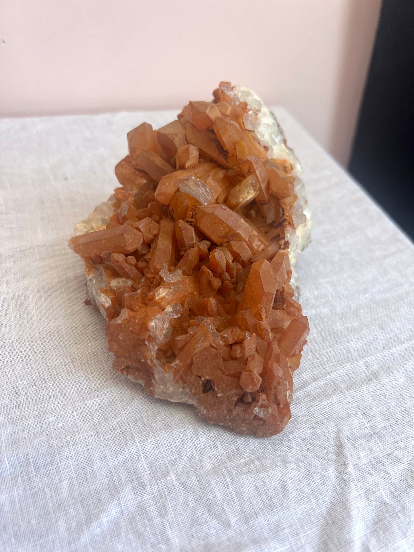 Tangerine Quartz Cluster Large | Raw Tangerine Quartz Cluster from Brazil