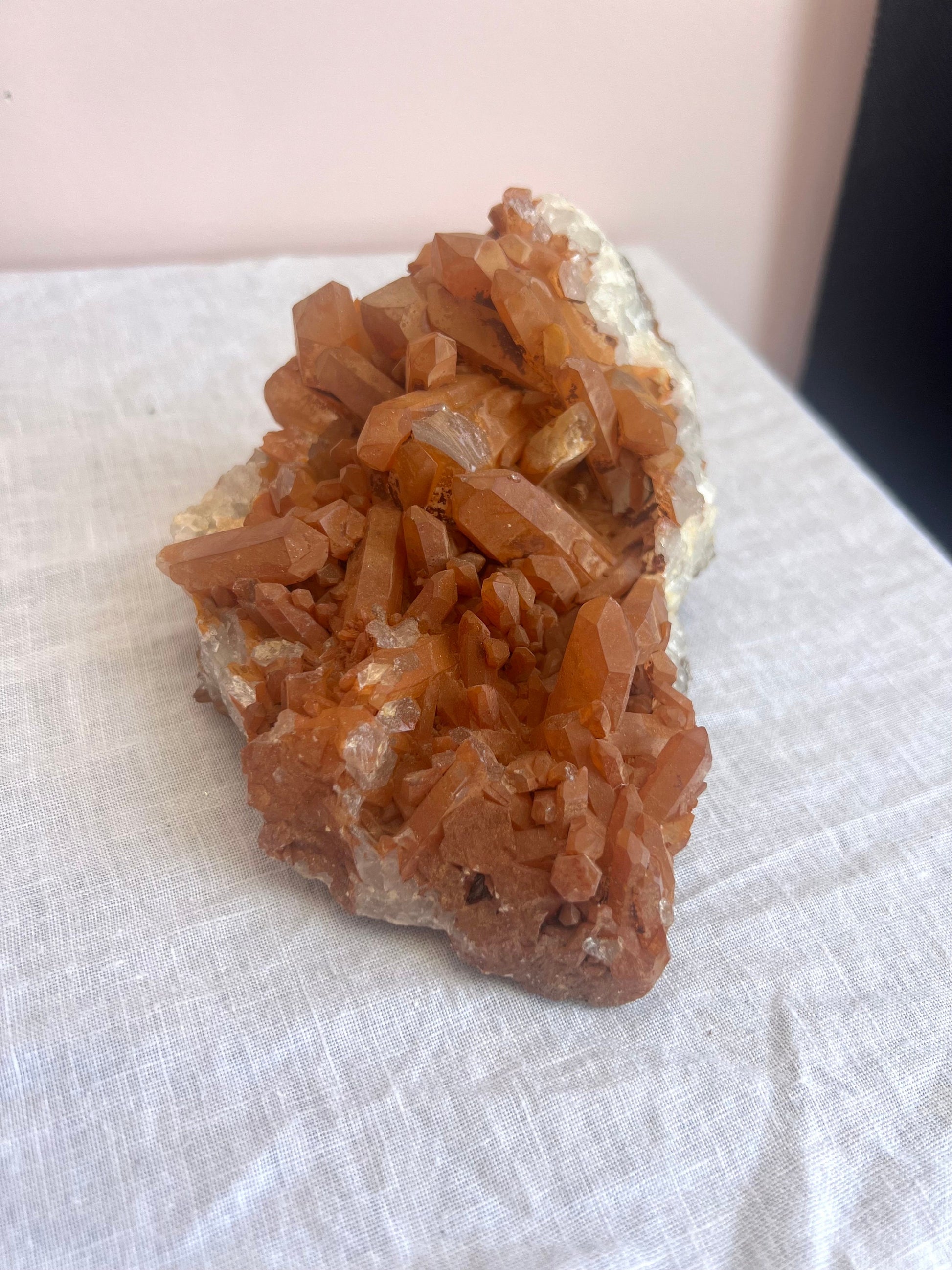 Tangerine Quartz Cluster Large | Raw Tangerine Quartz Cluster from Brazil